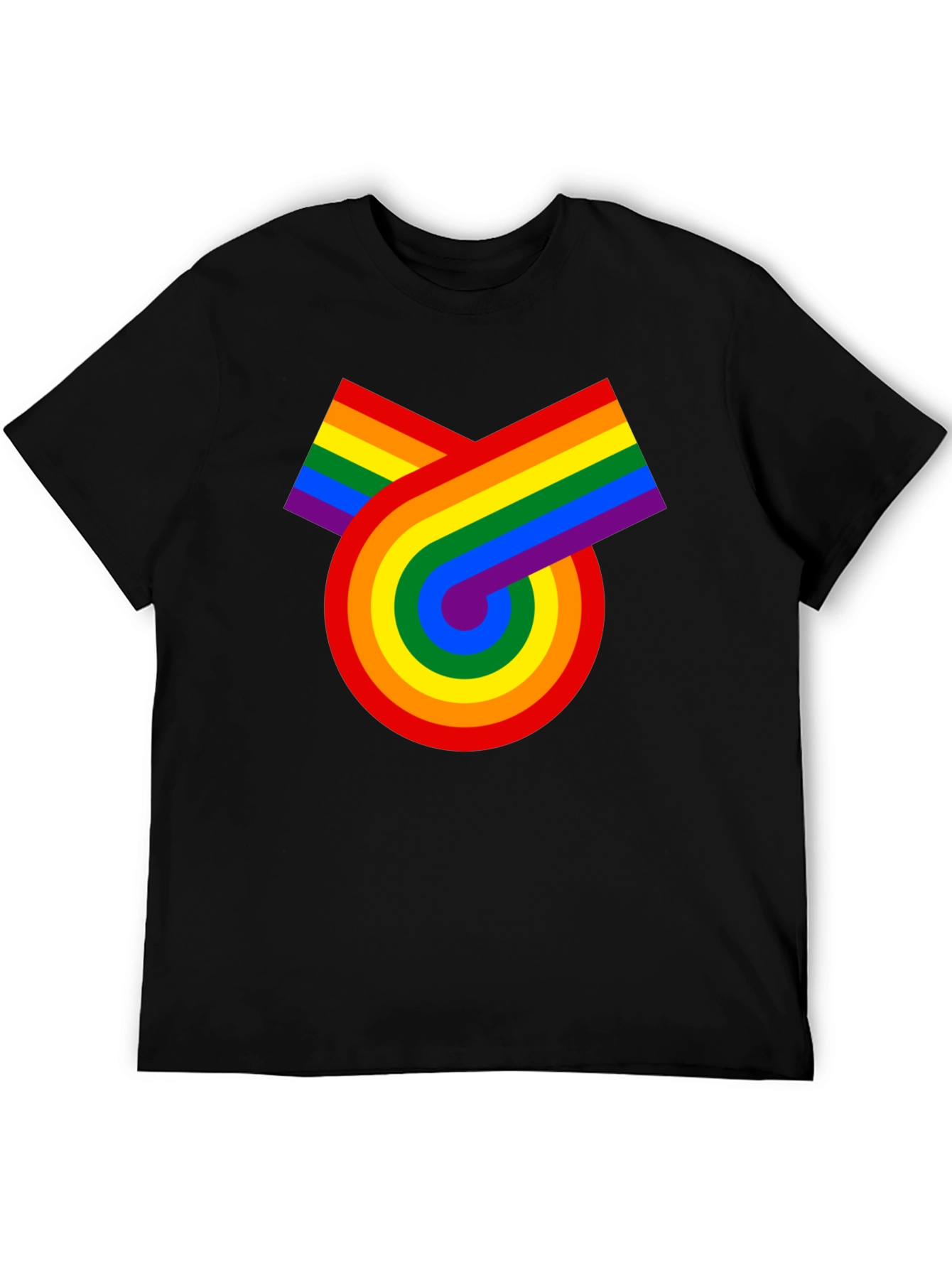 Black Retro Rainbow Graphic Tee - Pride Celebration view 5