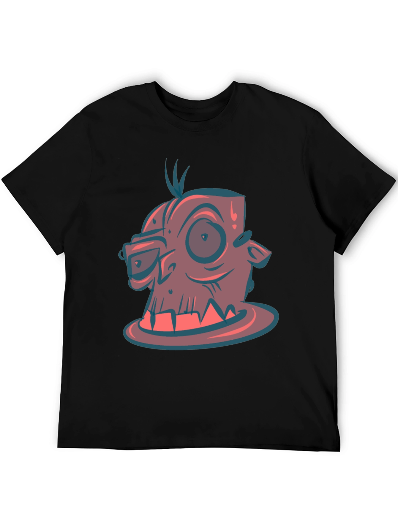 Black Cartoon Monster Graphic Tee - Black view 5