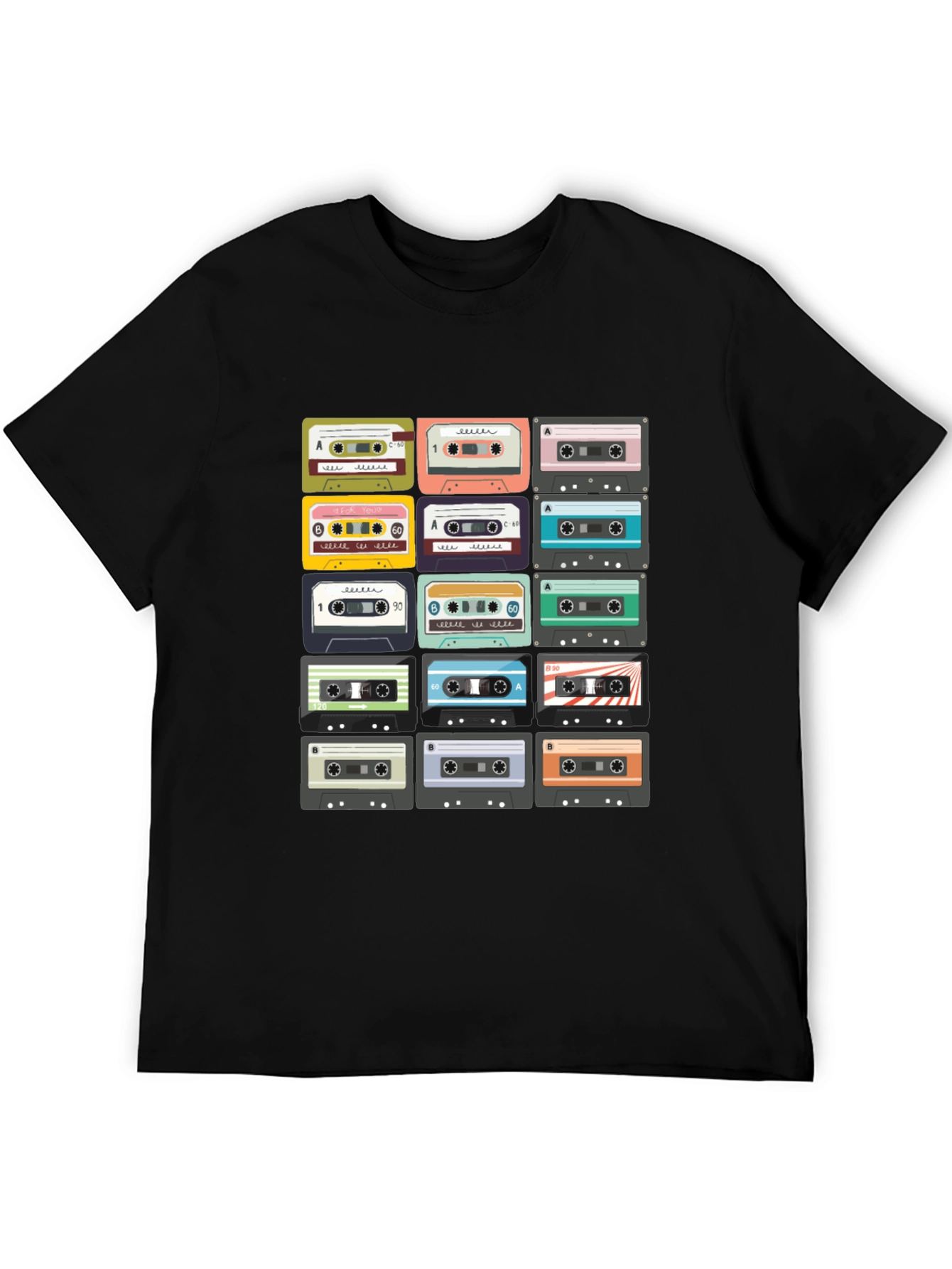 Black Retro Cassette Tape T-Shirt - Vintage Music Lover Tee view 5