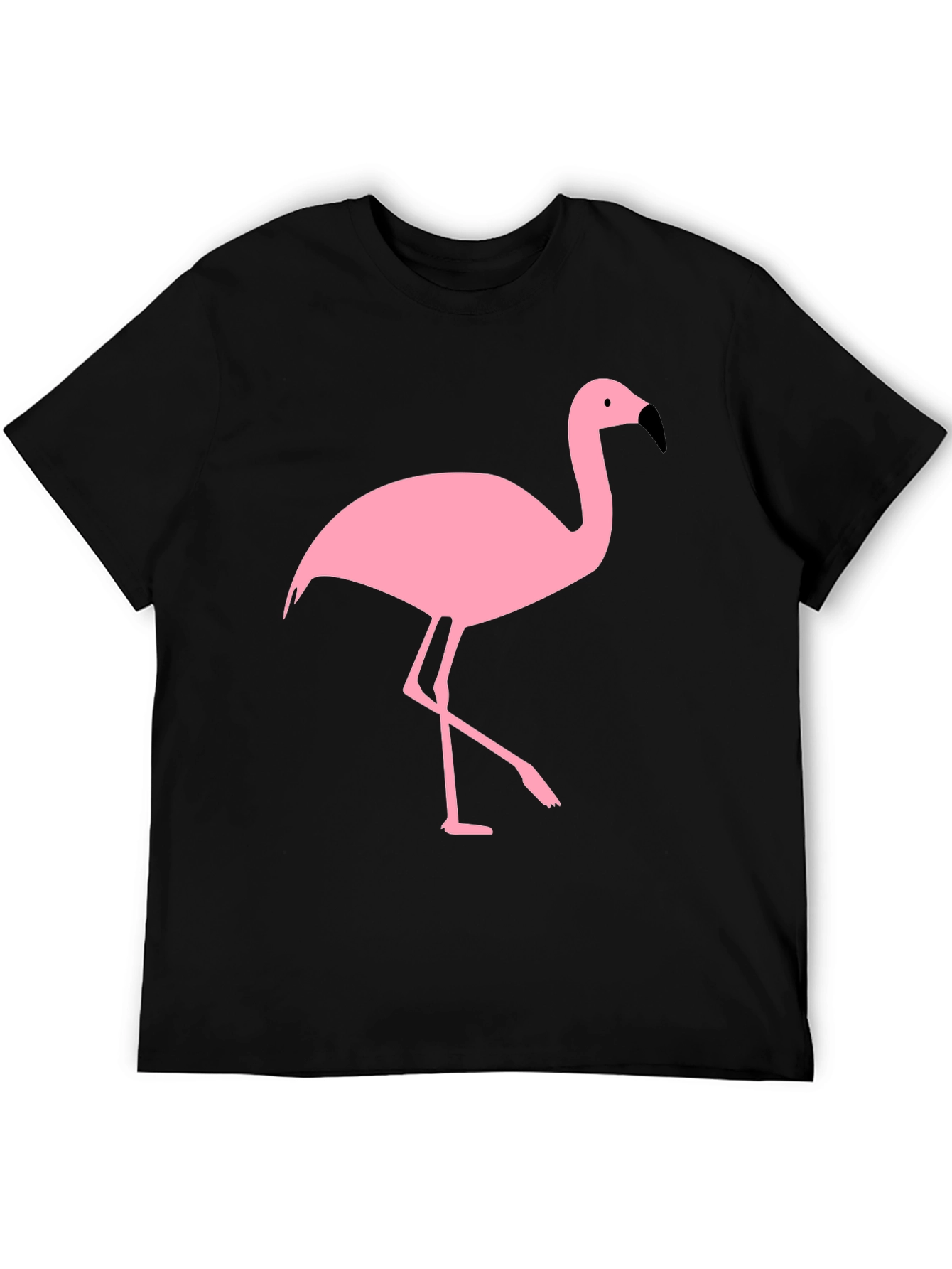 Black Black T-Shirt with Pink Flamingo Graphic view 5