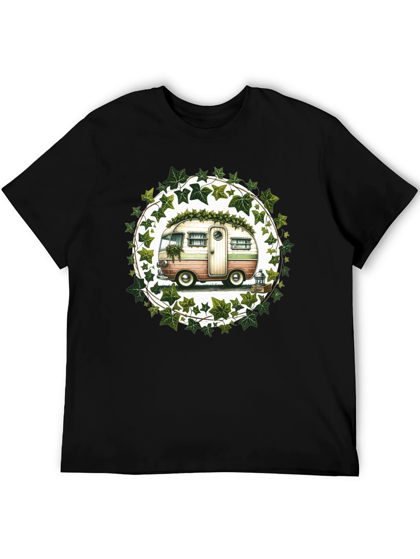 Black Vintage Camper T-Shirt: Nature Lover's Tee view 5
