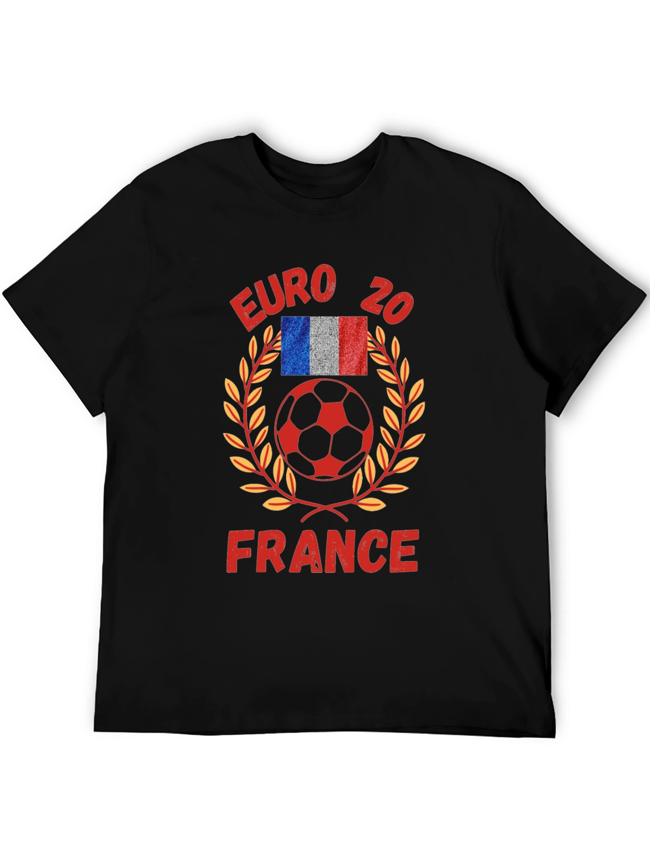 Black Euro 20 France Soccer Graphic T-Shirt view 5