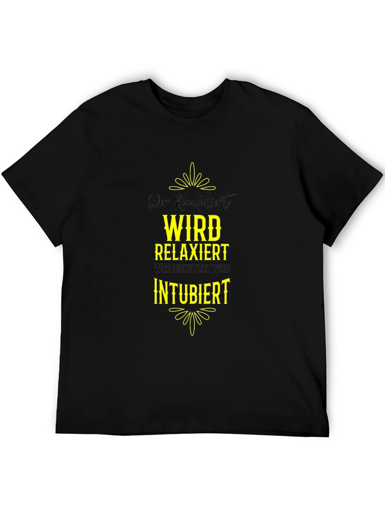 Black Humorous "Wer Randalierst" Black T-Shirt view 5