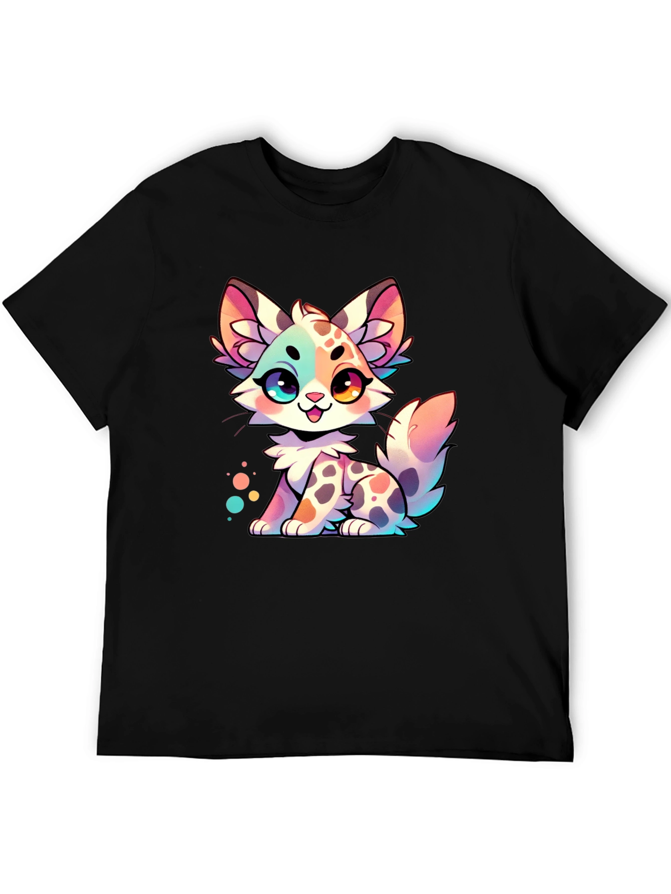 Black Cute Cartoon Kitten Graphic Tee view 5