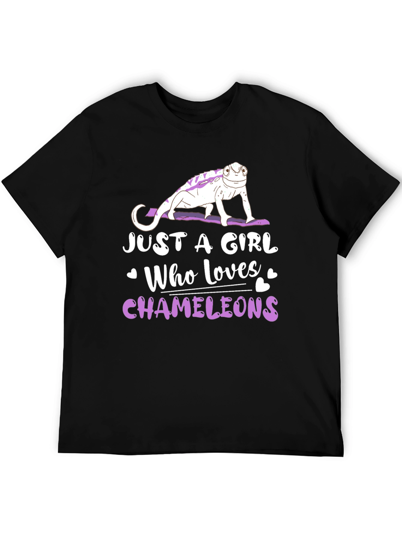 Black Just A Girl Who Loves Chameleons T-Shirt view 5