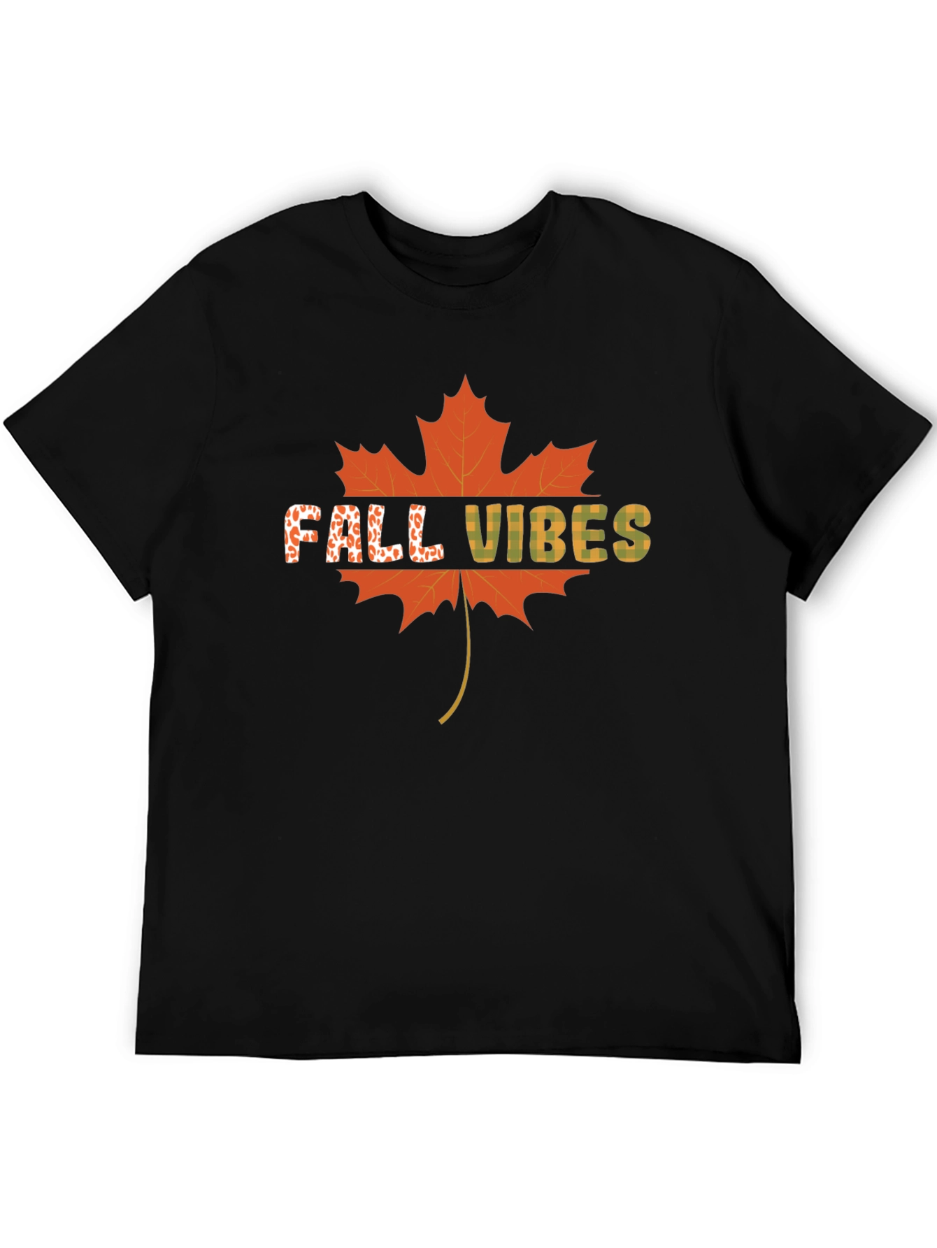 Black Fall Vibes Maple Leaf Graphic T-Shirt view 5