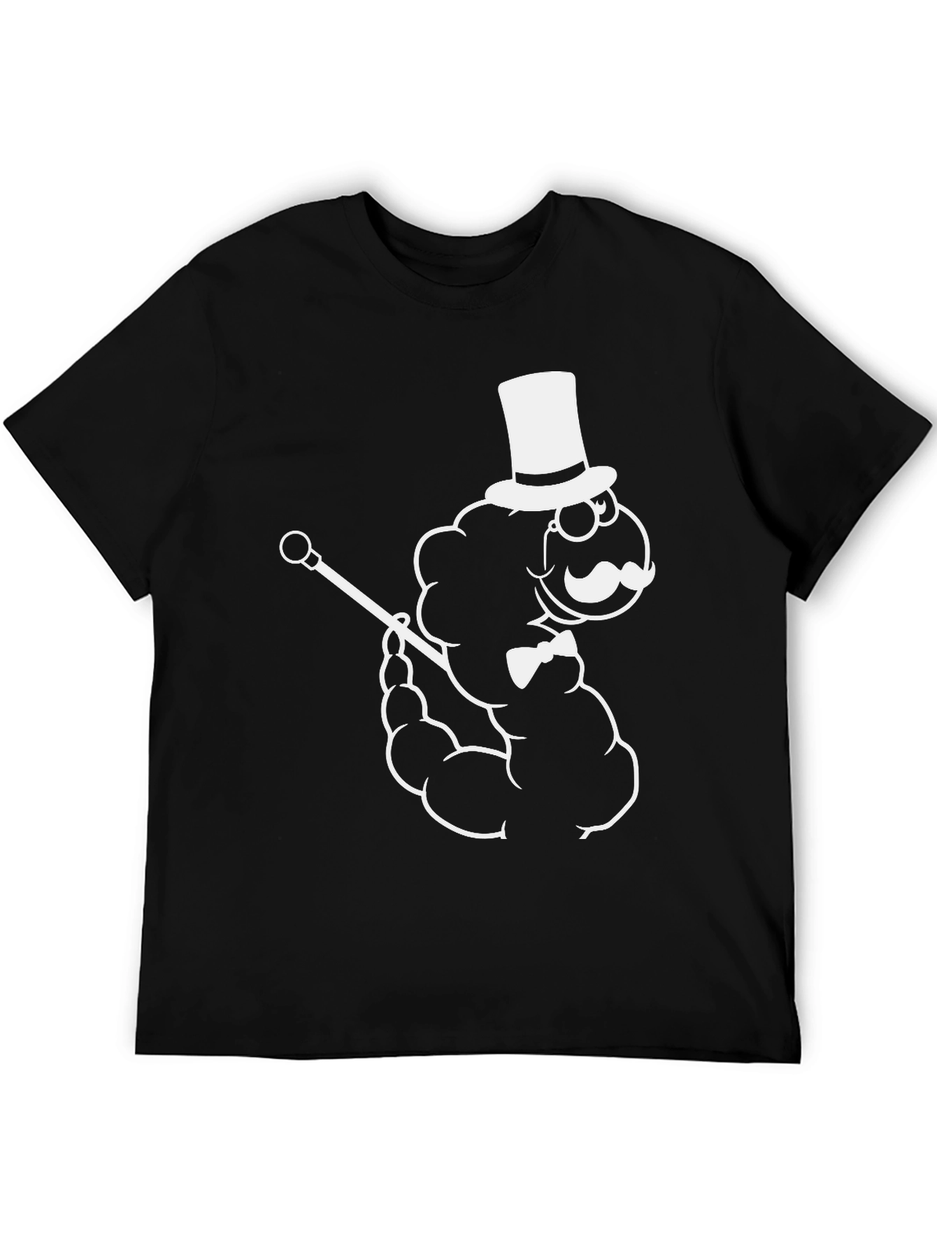 Black Cartoon Cloud Gentleman Black T-Shirt view 5