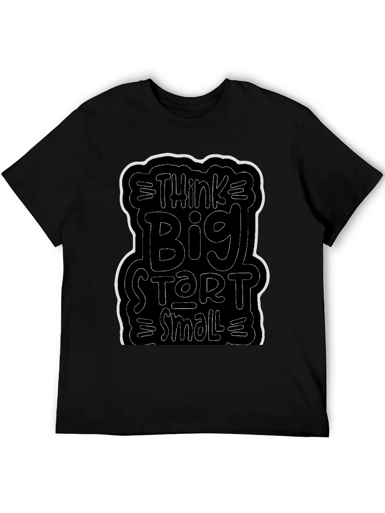 Black Think Big Start Small Black Graphic Tee view 5