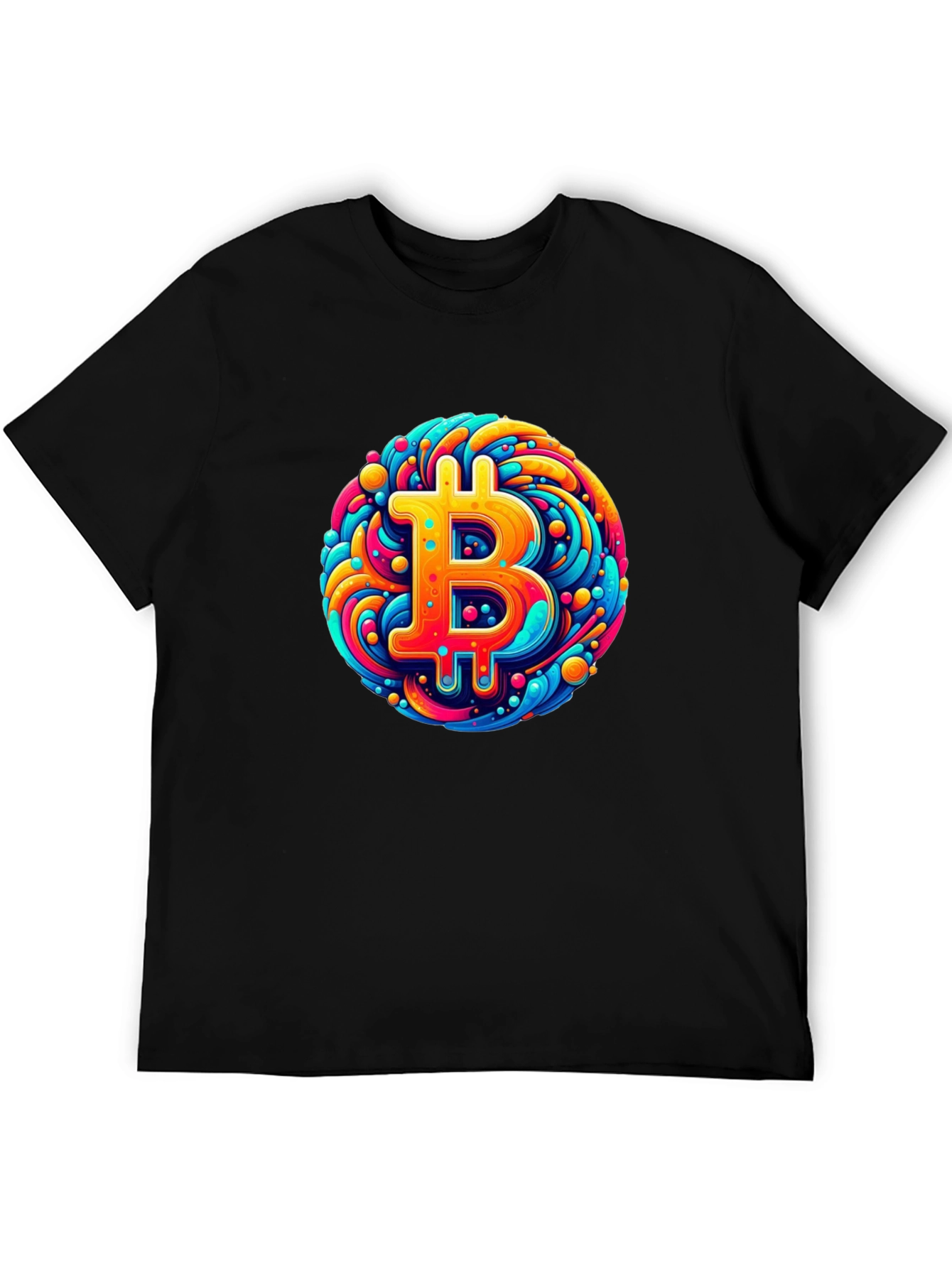 Black Bitcoin Art T-Shirt - Crypto Swirl Design view 5