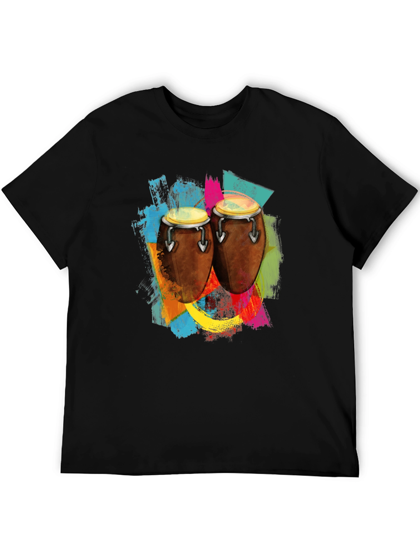 Black Conga Drum Colorful Graphic Tee view 5
