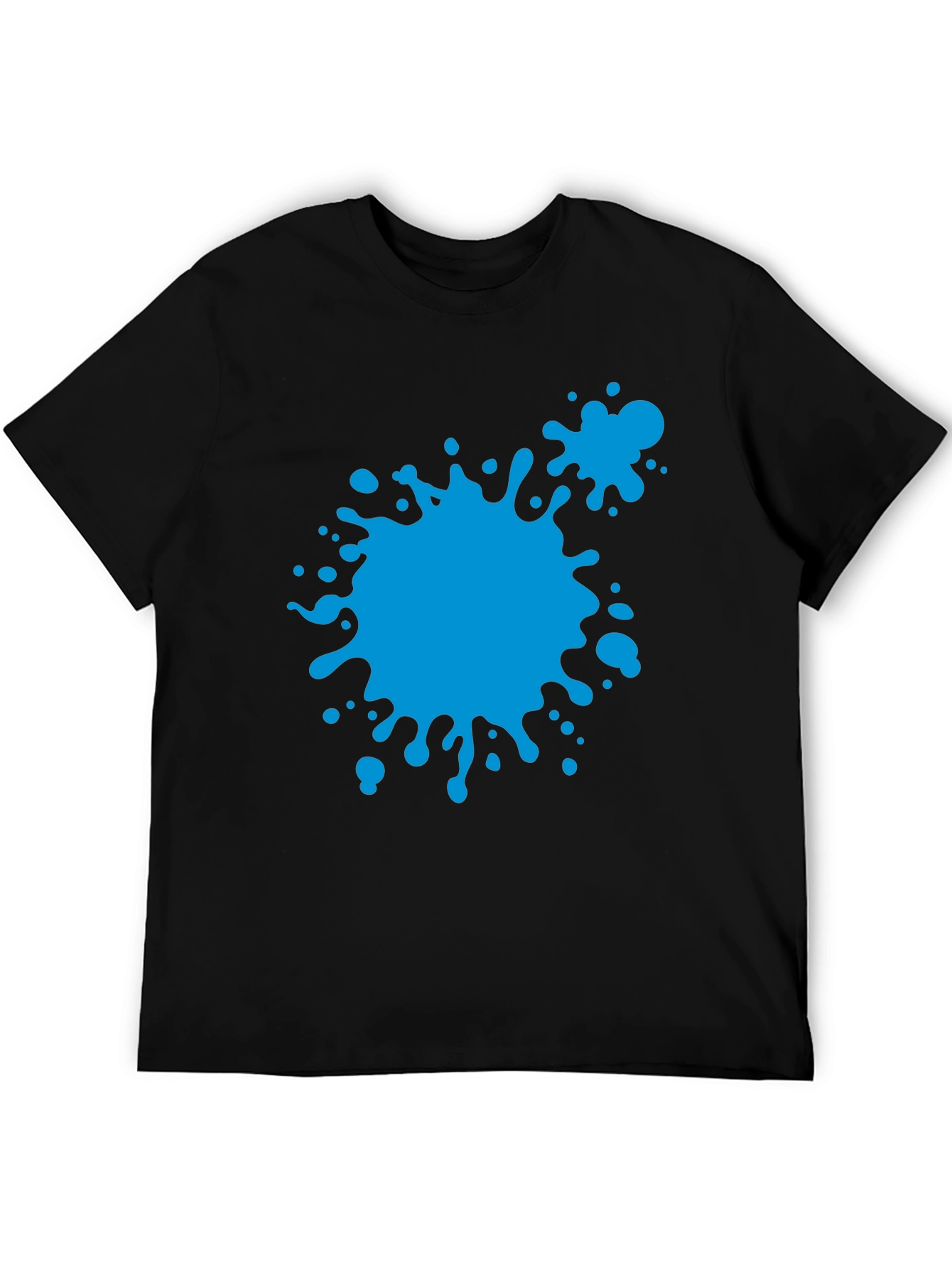 Black Abstract Blue Paint Splatter Black T-Shirt view 5