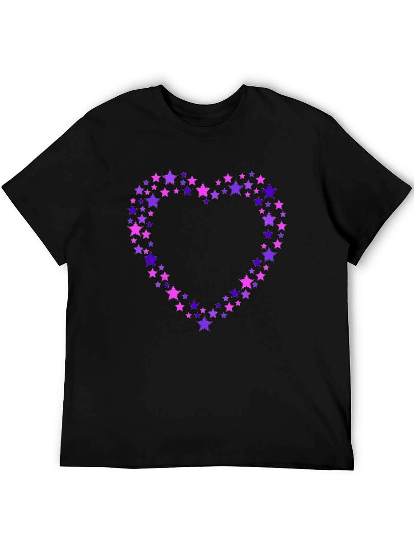 Black Star Heart Tee - Black Crew Neck Cotton T-Shirt view 5