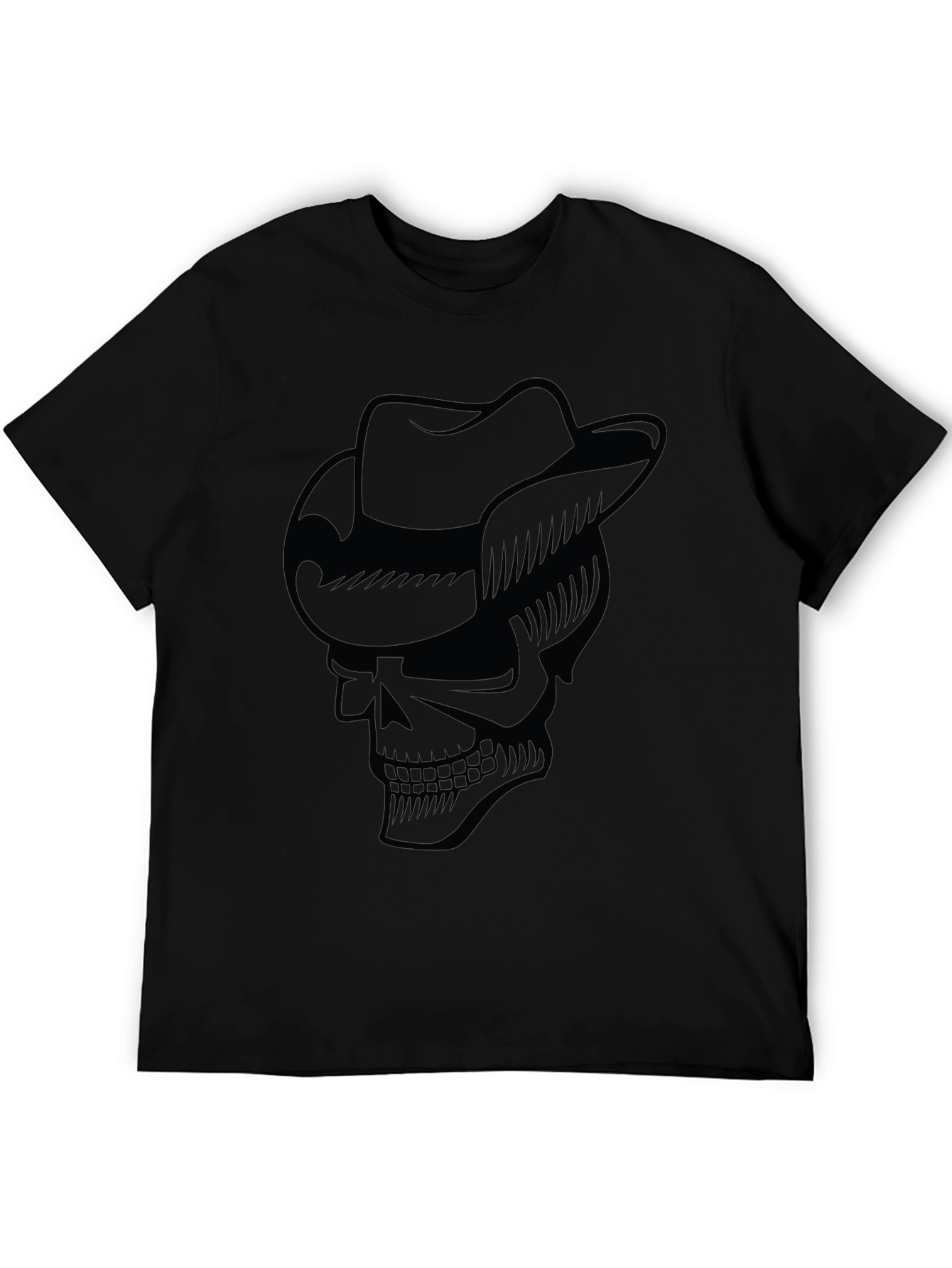 Black Skull Cowboy Hat Graphic T-Shirt - Cool Casual Tee view 5