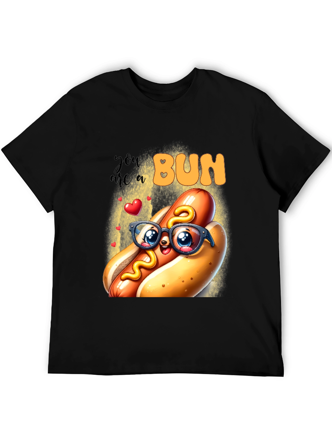 Black Cute Hotdog Graphic T-Shirt - "You are a Bun" view 5