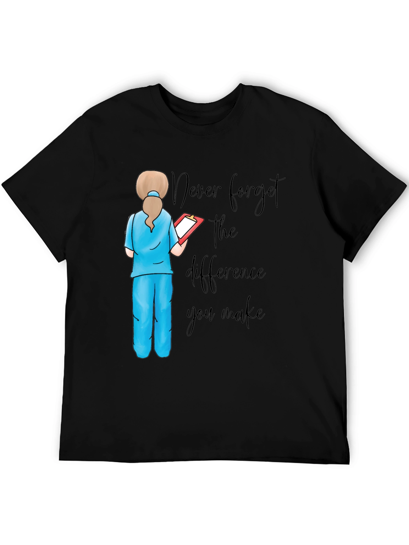 Black Nurse Quote Graphic Tee - Never Forget the Difference view 5