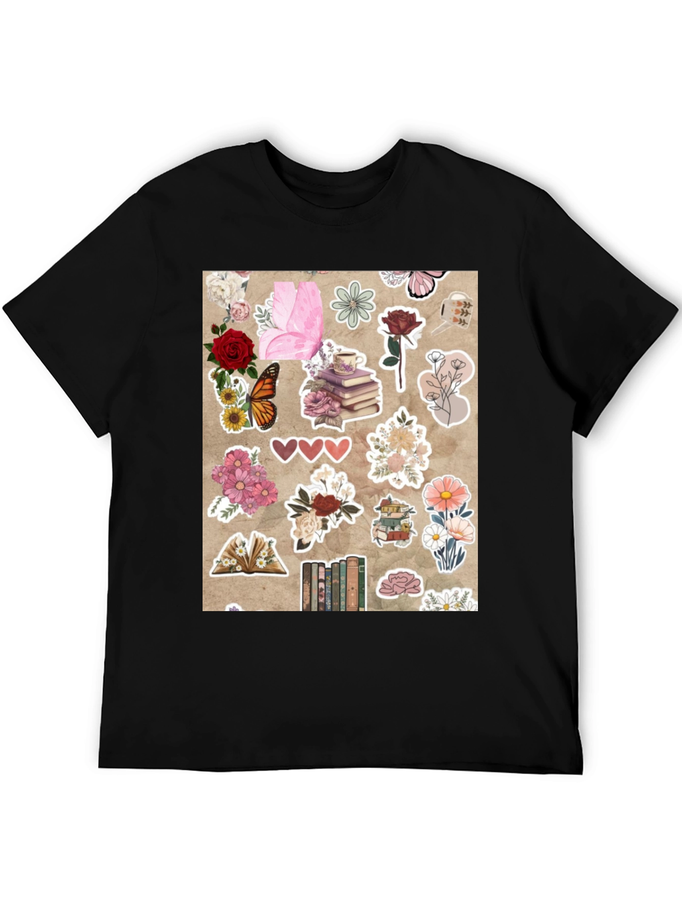 Black Floral Bookworm Graphic Tee view 5