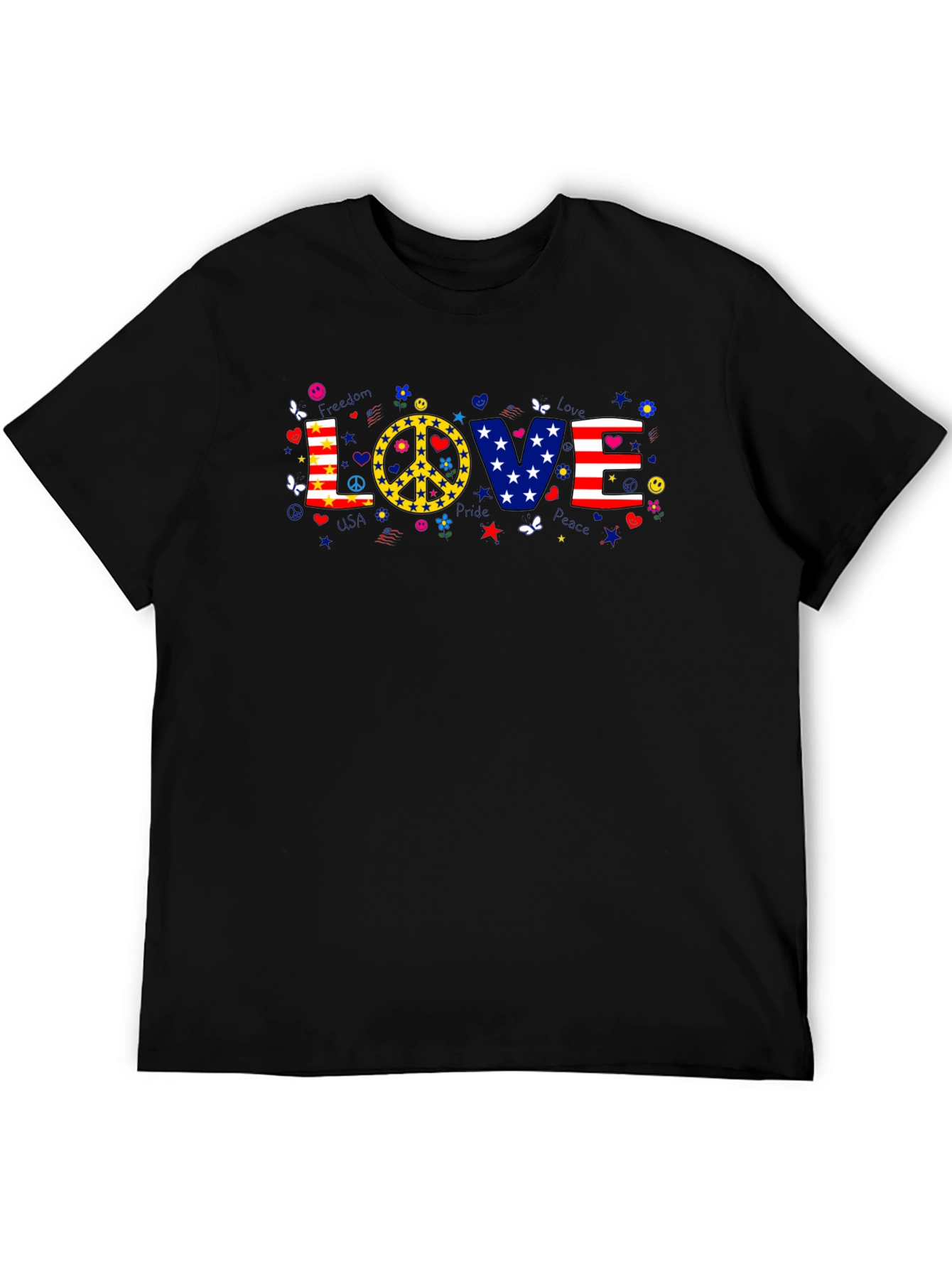 Black Love & Peace Graphic T-Shirt - Patriotic view 5