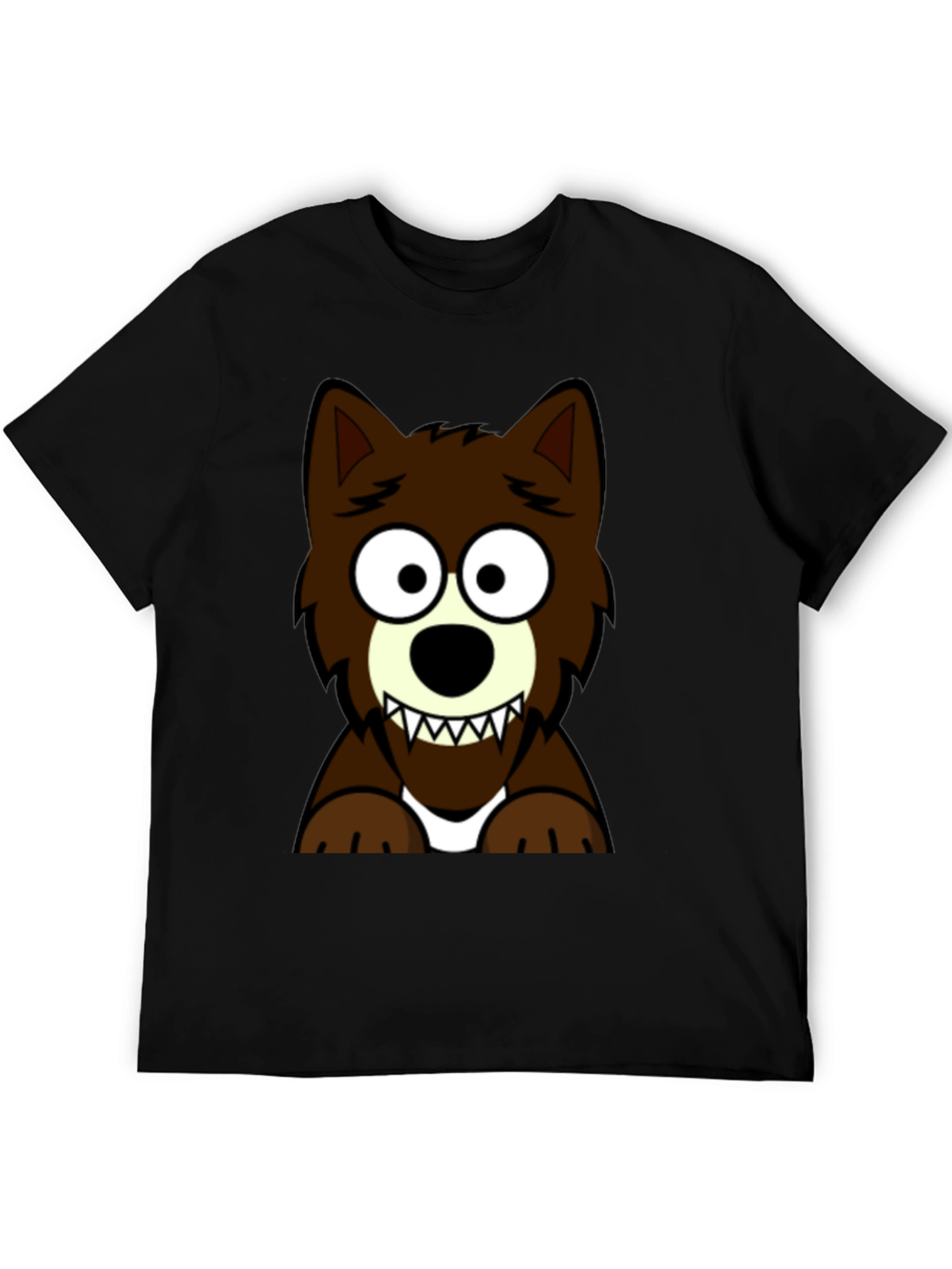 Black Cartoon Wolf Graphic Tee - Black T-Shirt view 5
