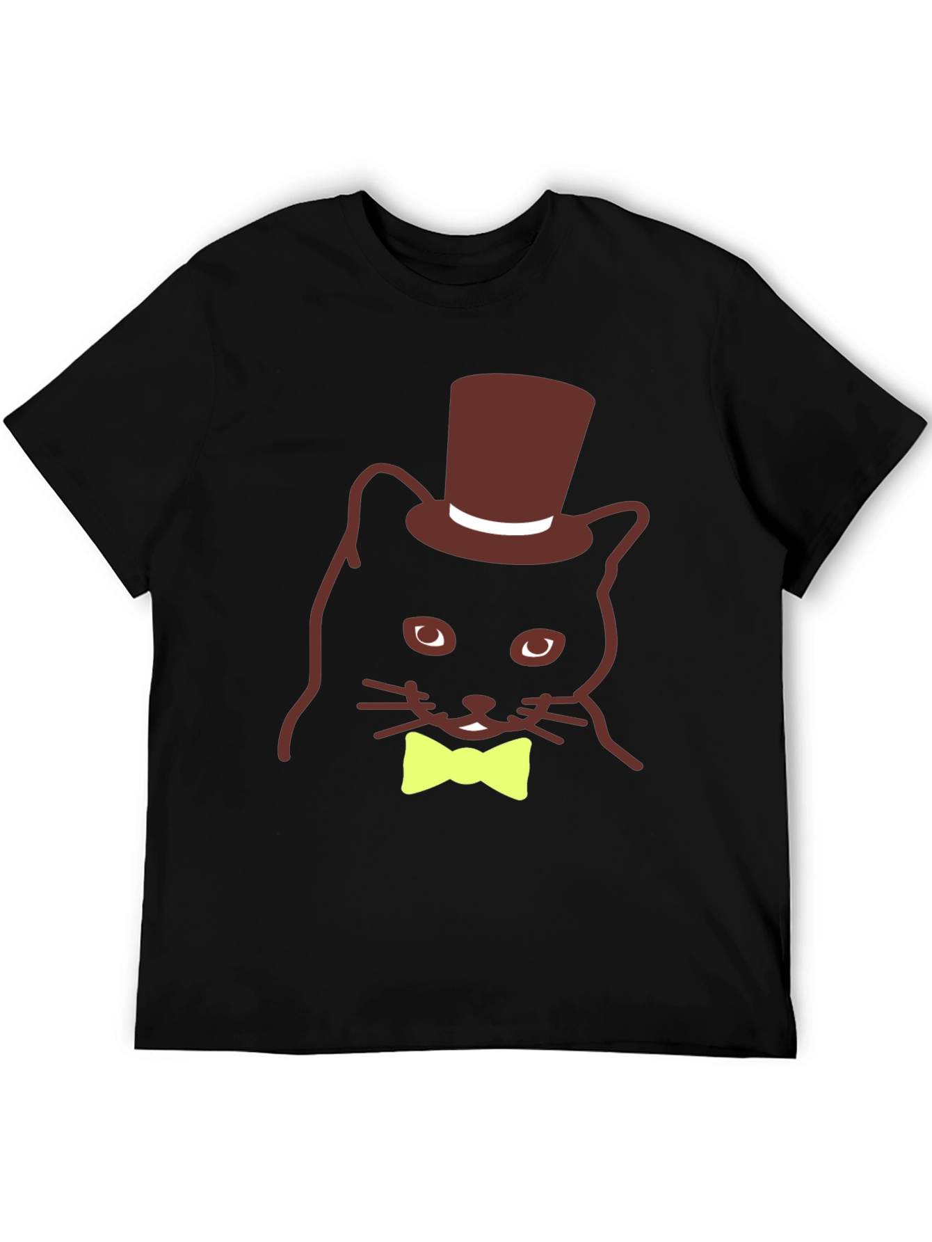 Black Cat with Top Hat & Bow Tie Black T-Shirt view 5
