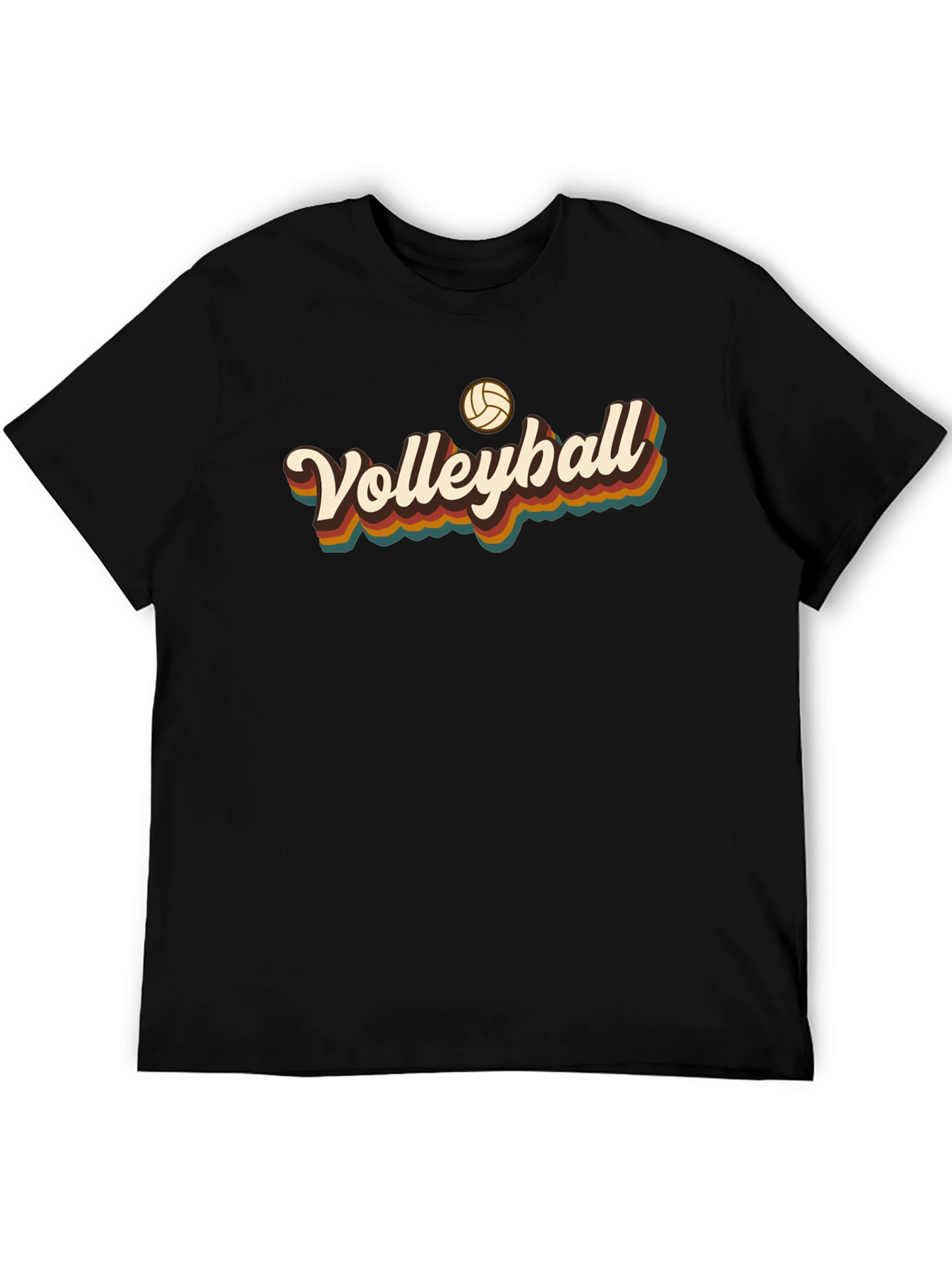 Black Retro Volleyball T-Shirt - Vintage Style Tee view 5