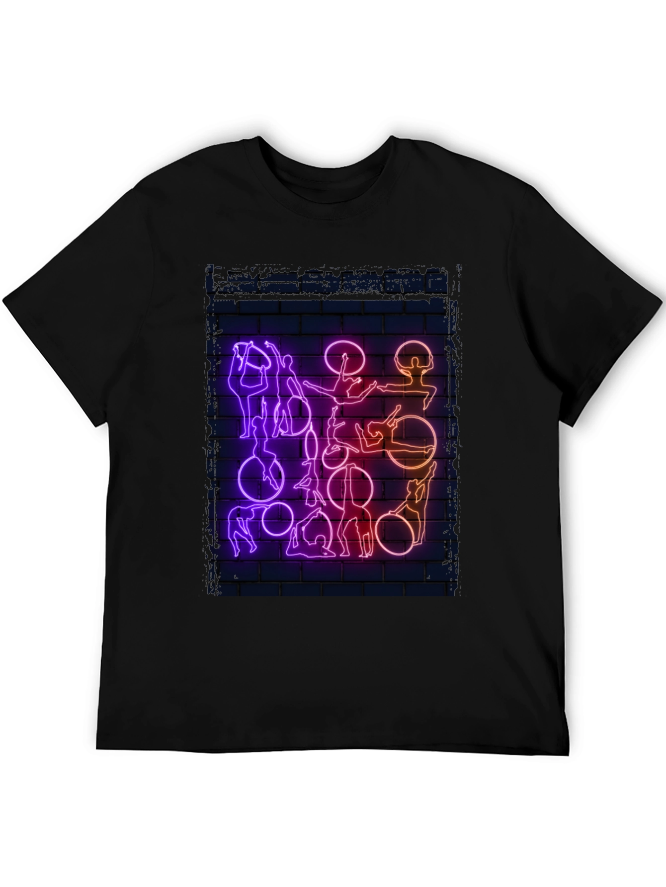 Black Neon Aerial Acrobatics Graphic T-Shirt view 5