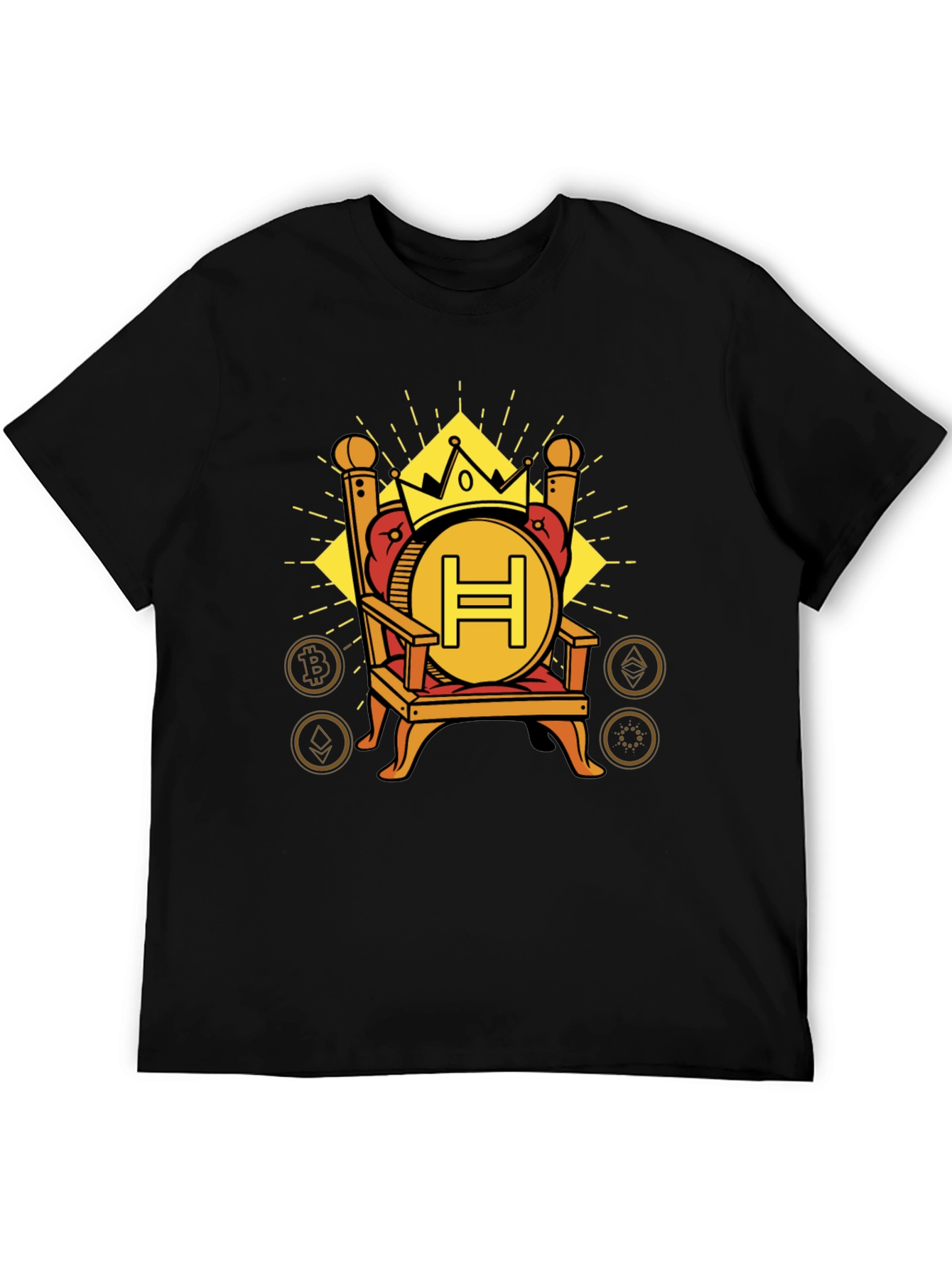 Black Crypto King T-Shirt - H Coin Throne Design view 5