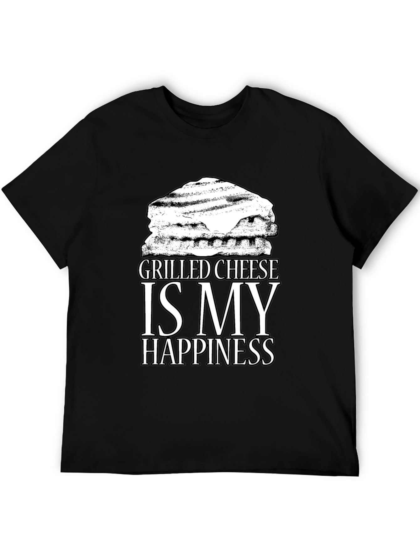 Grilled Cheese Happiness Black T-Shirt - 5