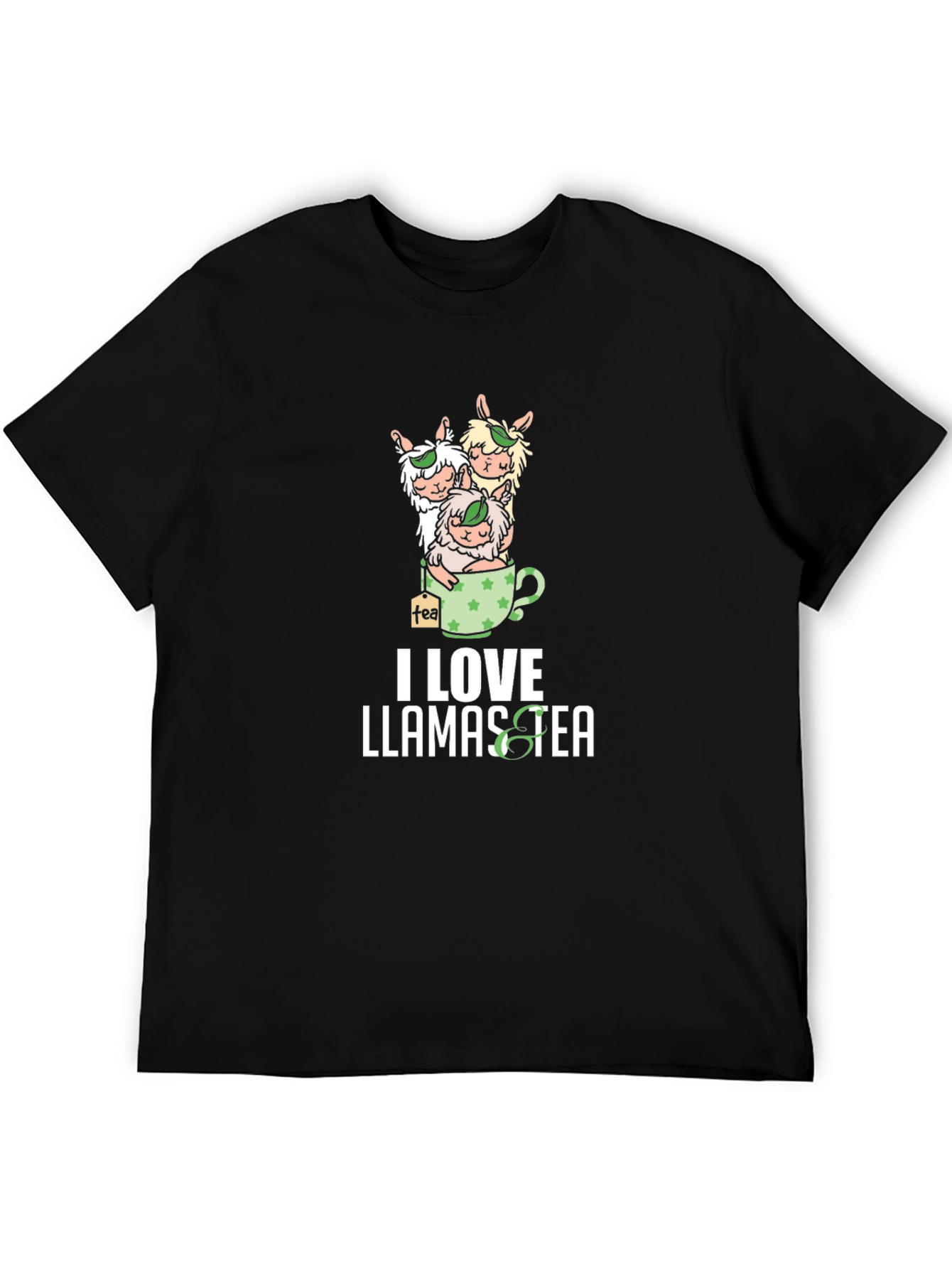 Black I Love Llamas Tea T-Shirt view 5