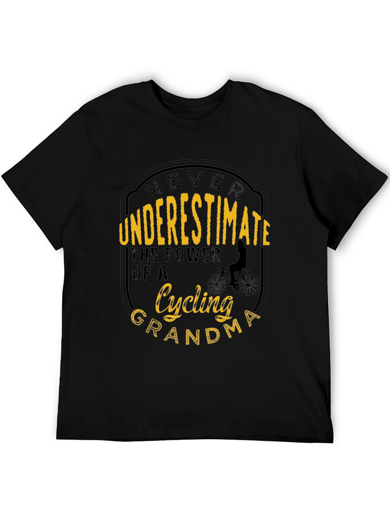 Black Cycling Grandma Graphic T-Shirt - Never Underestimate! view 5