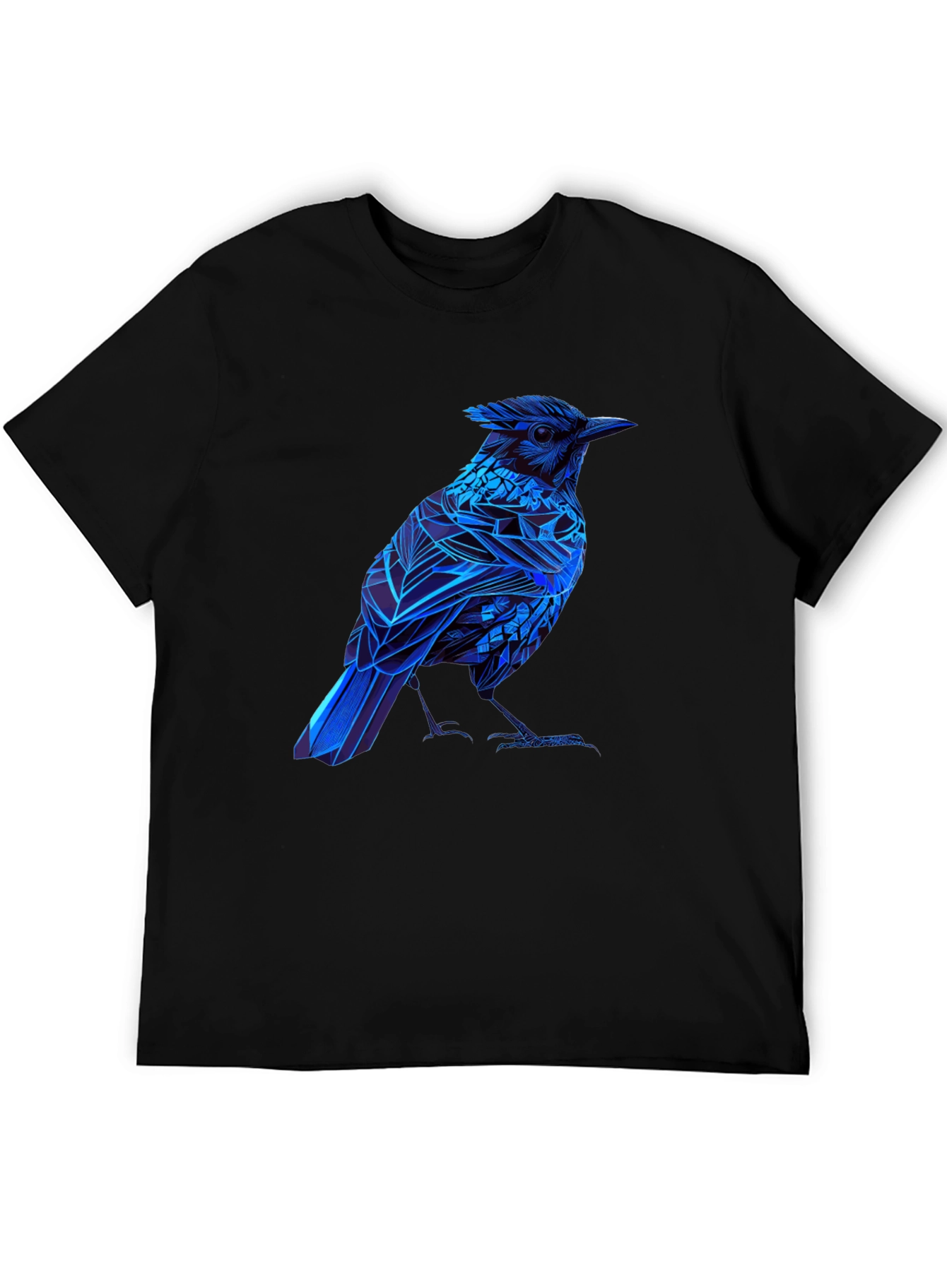 Black Blue Bird Graphic Tee - Modern Geometric Design view 5