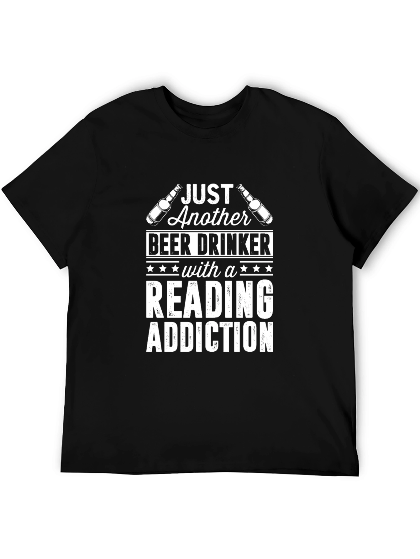 Black Beer Drinker Reading Addiction T-Shirt view 5