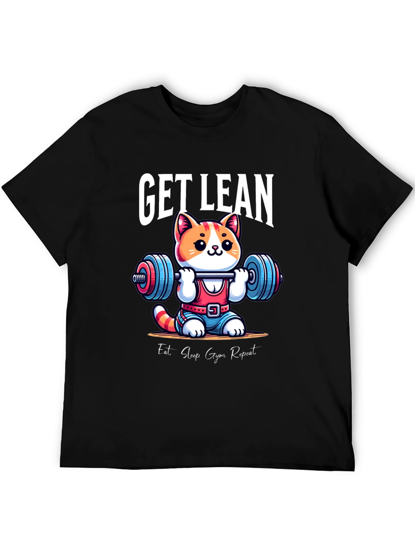 Black Get Lean Gym Cat T-Shirt view 5