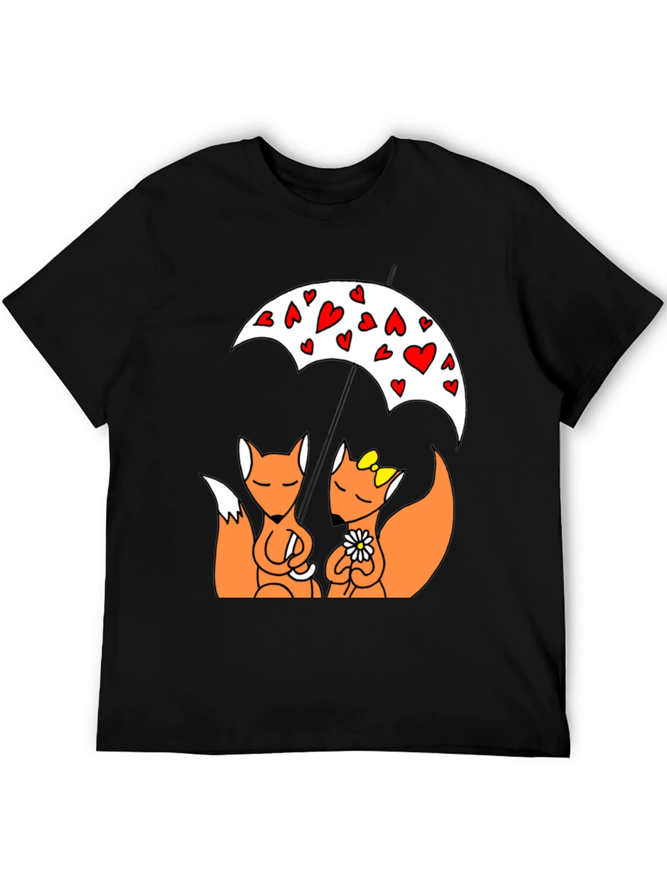Black Foxes in Love T-Shirt - Cute Cartoon Design view 5