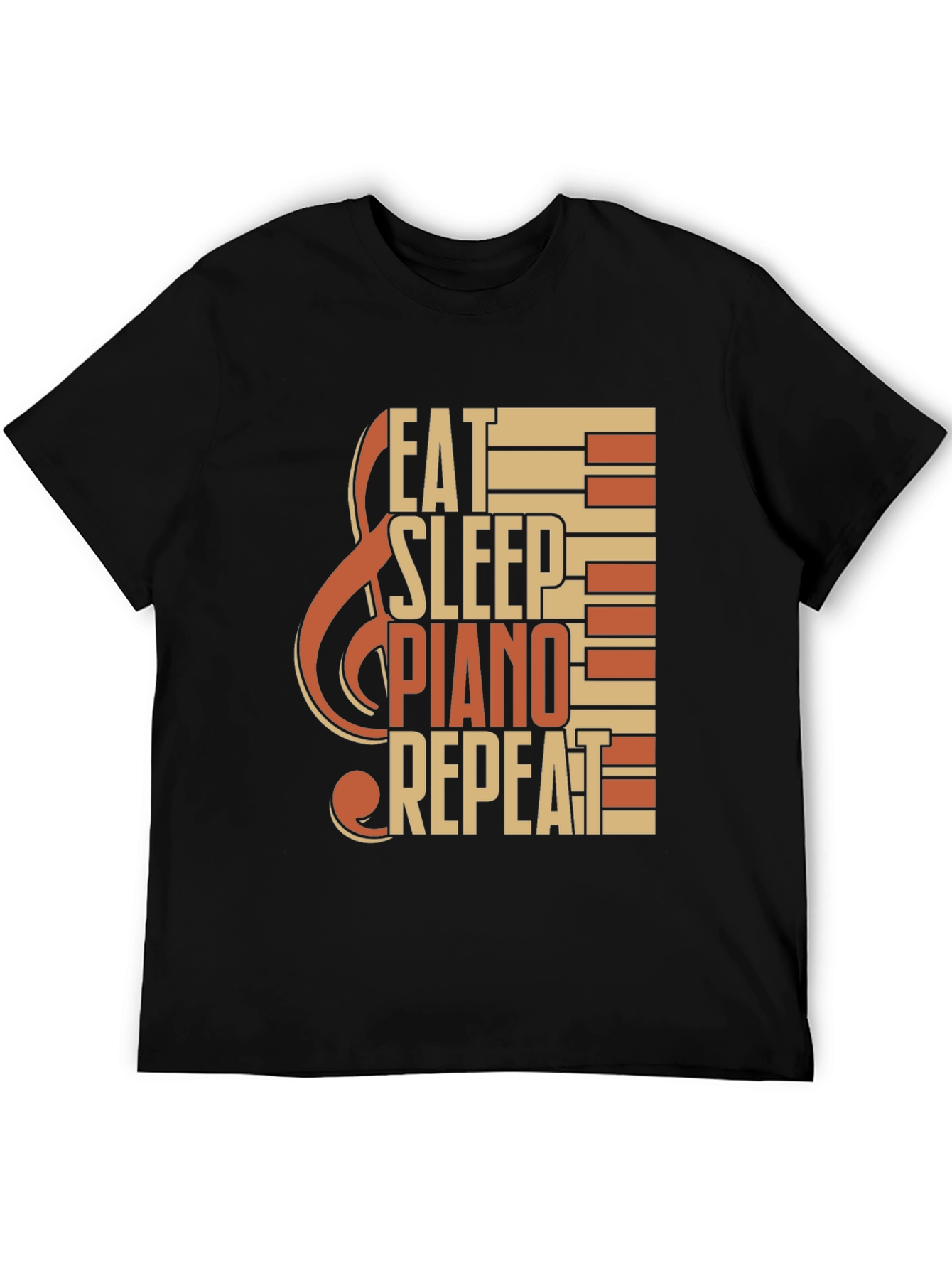 Black Eat Sleep Piano Repeat Graphic Tee view 5