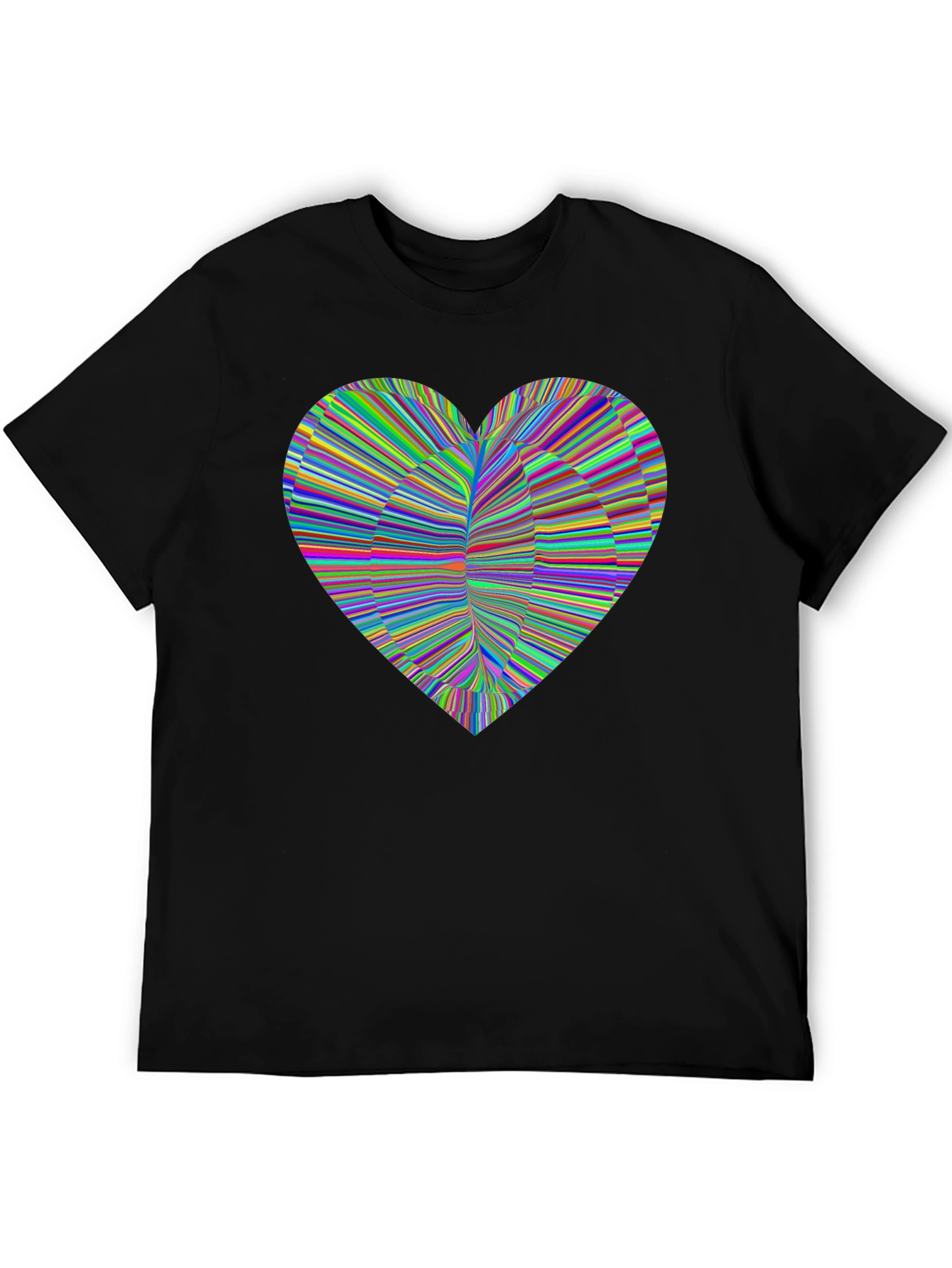 Black Colorful Heart Graphic Black T-Shirt view 5