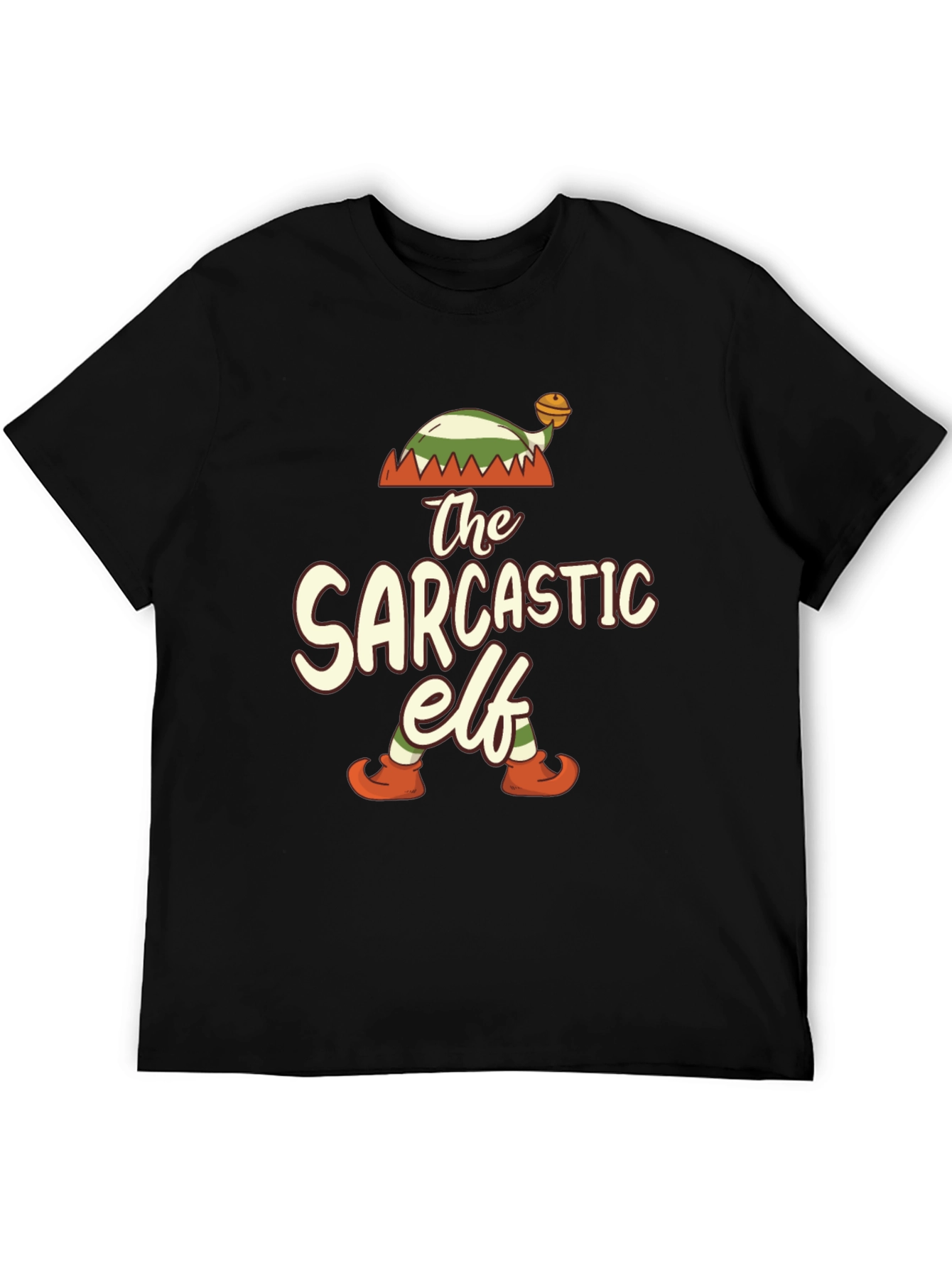 Black Sarcastic Elf Graphic Tee view 5