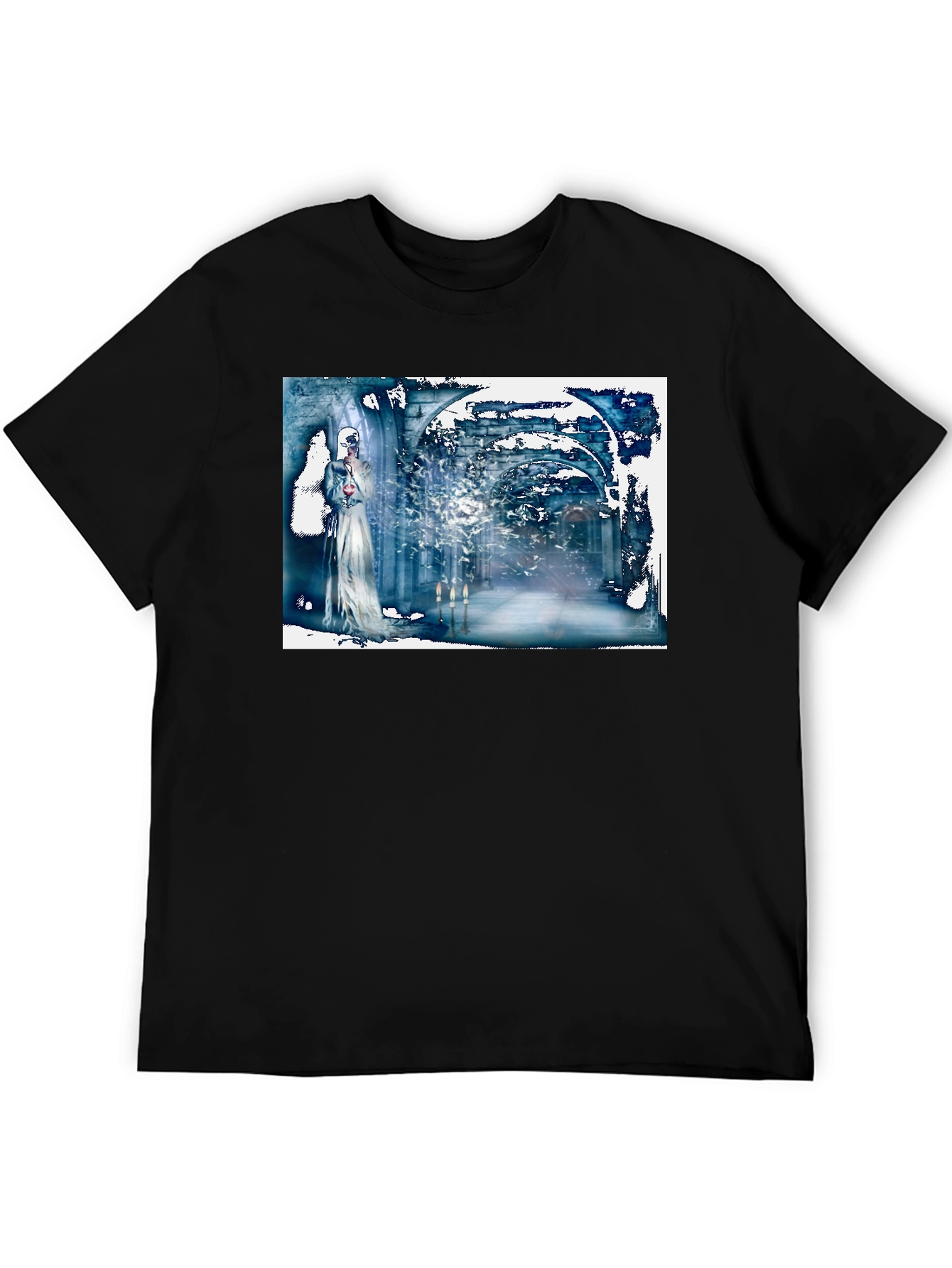Black Abstract Gothic T-Shirt: Wearable Art Tee view 5