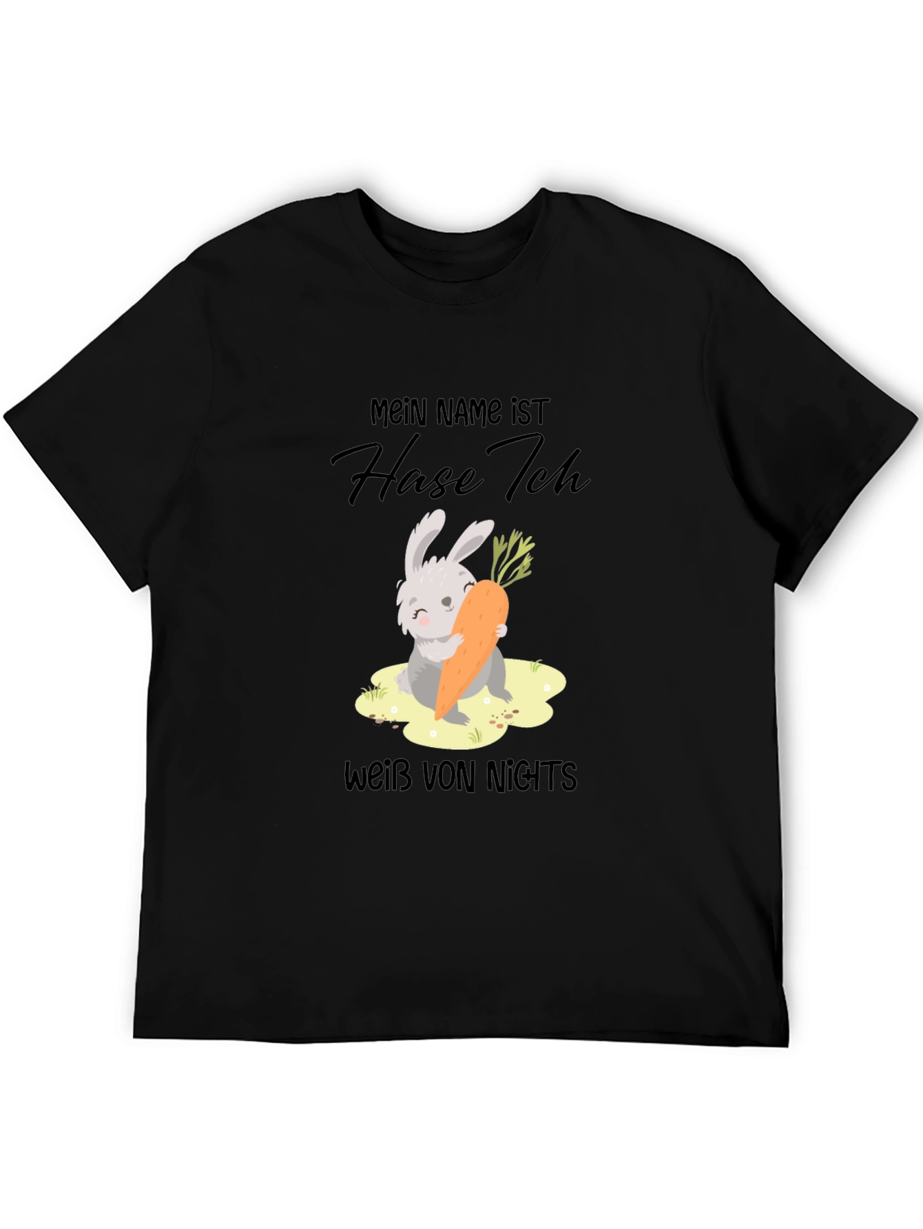 Black Cute Rabbit Carrot T-Shirt - Mein Name ist Hase Ich view 5