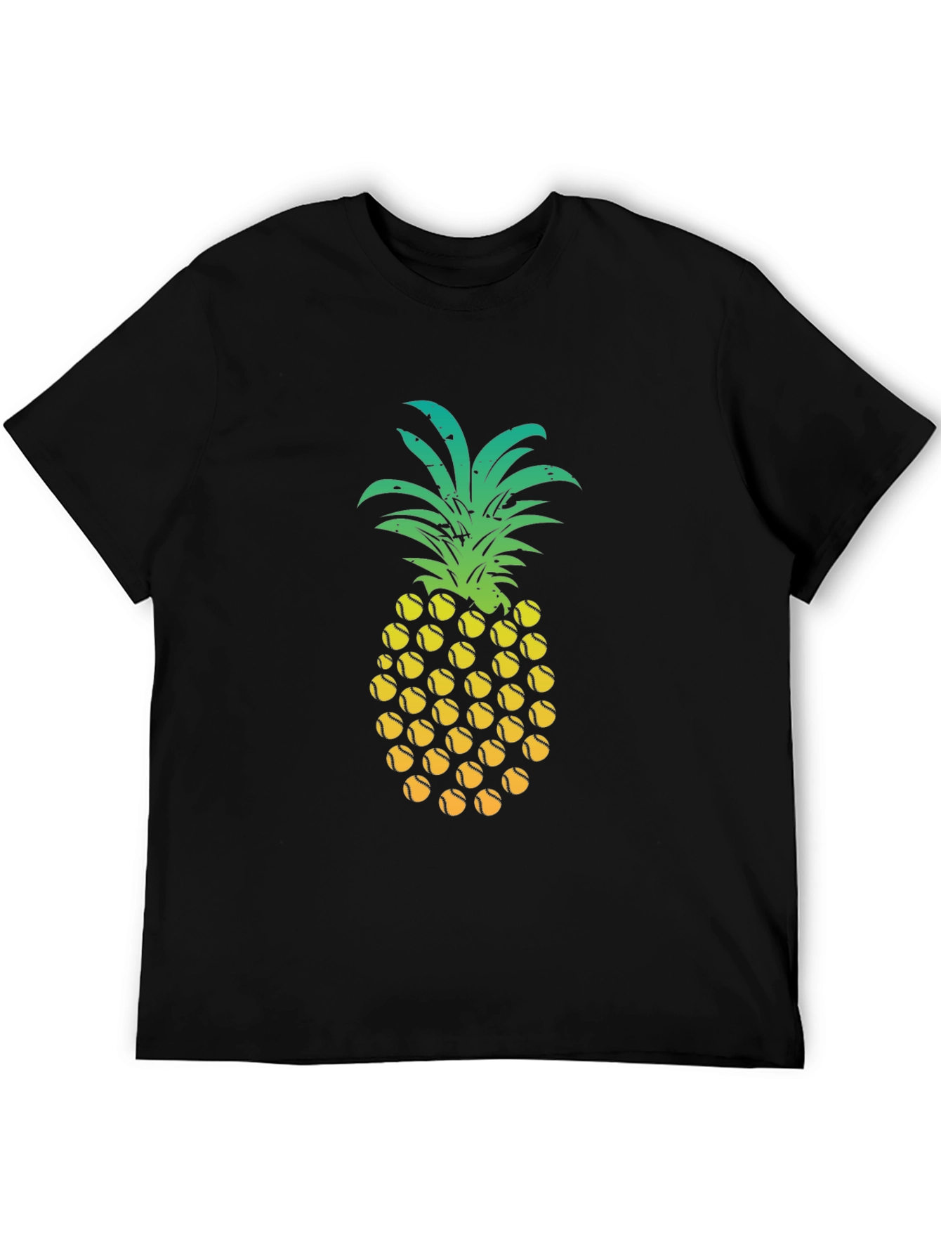 Black Pineapple Tennis Ball Graphic Tee - Fun Summer Shirt view 5