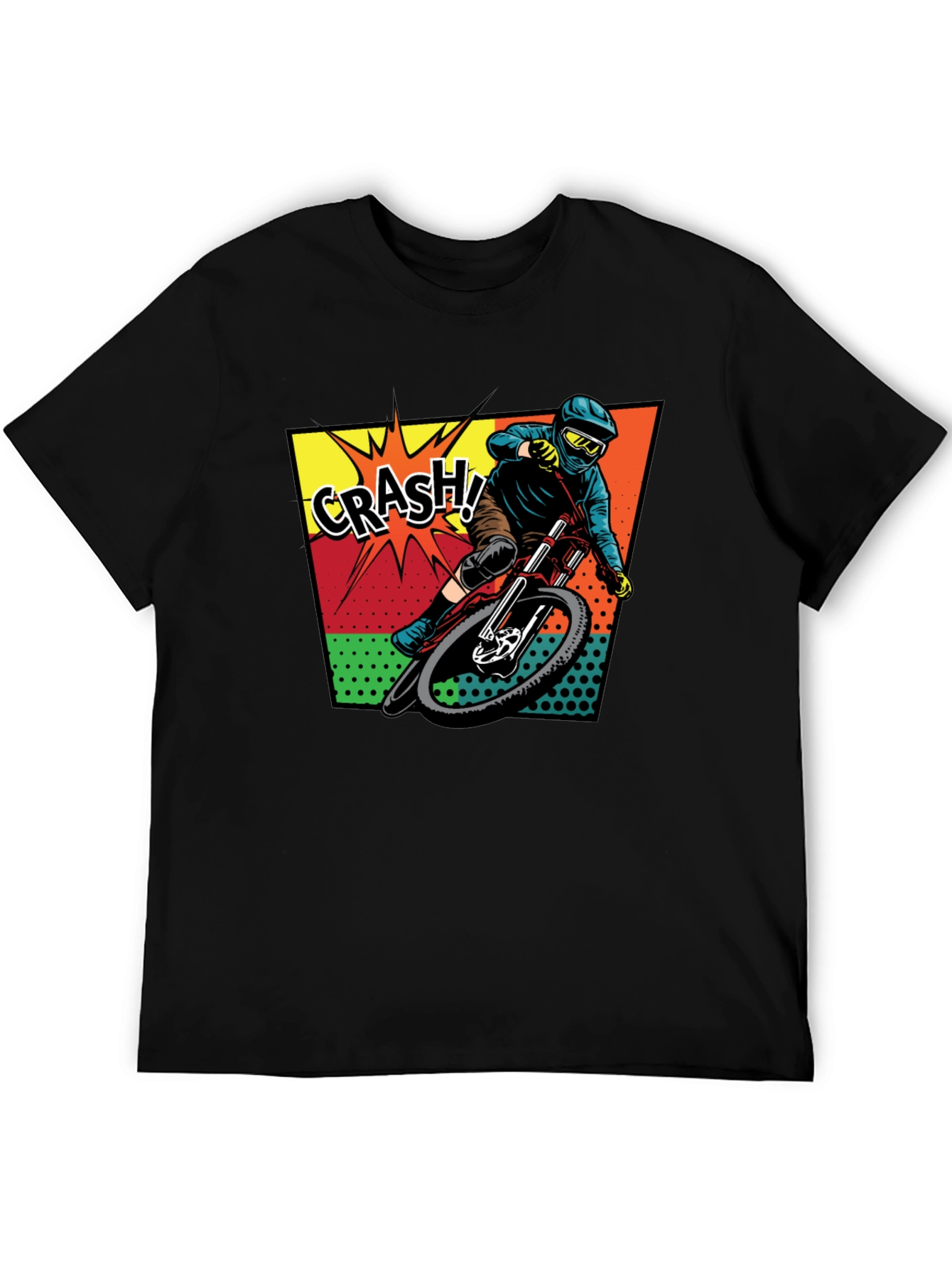 Black Men's Black Mountain Biking 'Crash!' Graphic T-Shirt view 5