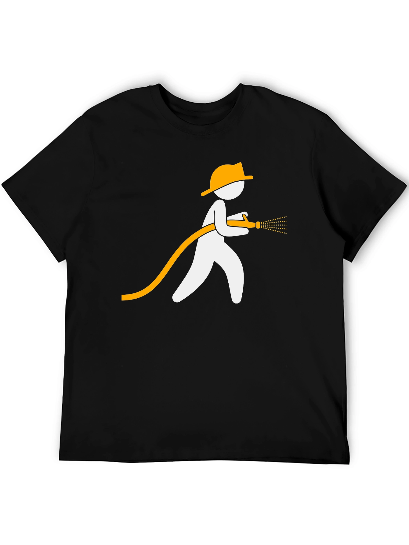 Black Fireman Stick Figure Graphic Tee - Black Cotton Blend view 5