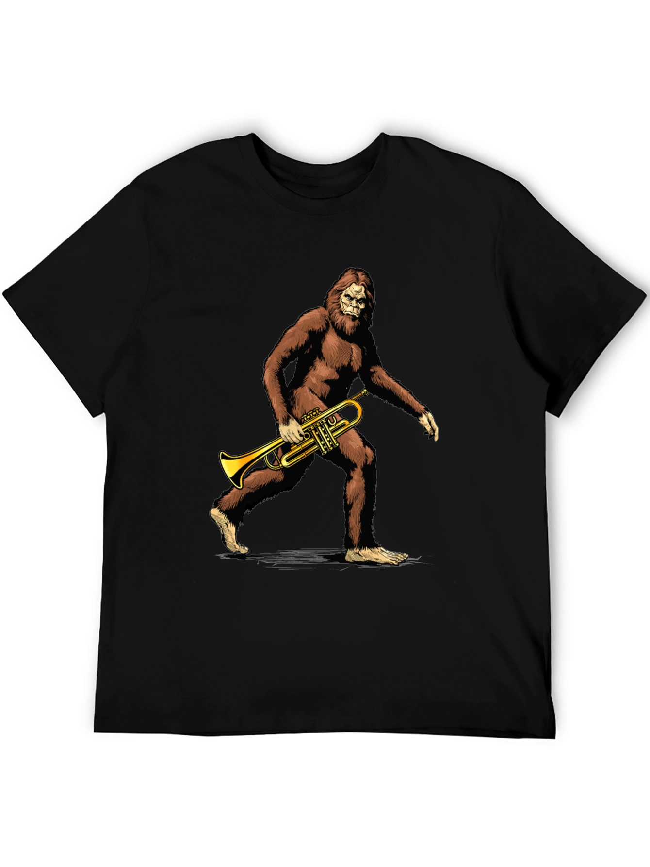 Black Bigfoot Trumpet Player Graphic T-Shirt view 5