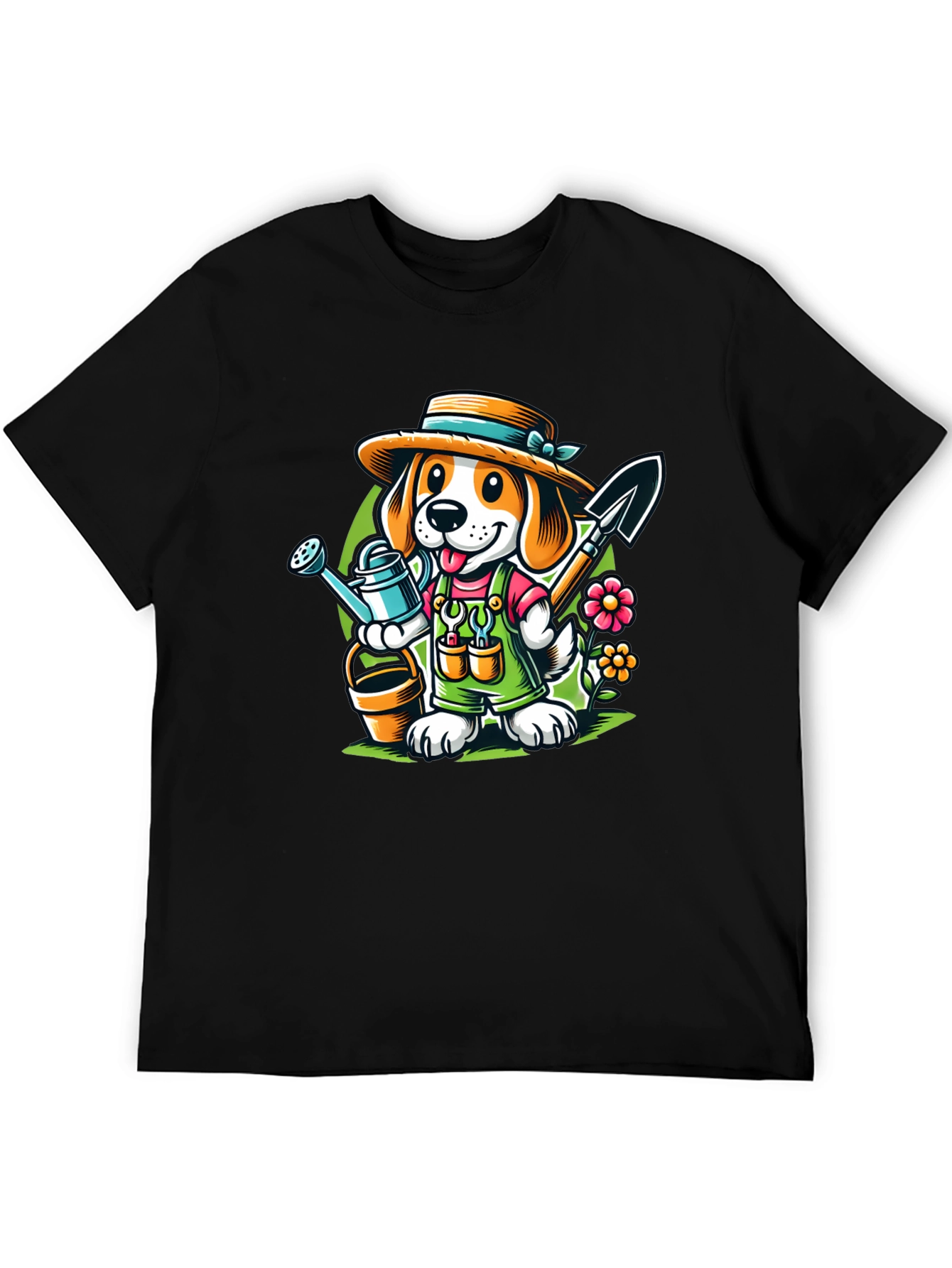 Black Gardener Dog T-Shirt - Cute Cartoon Animal Tee view 5