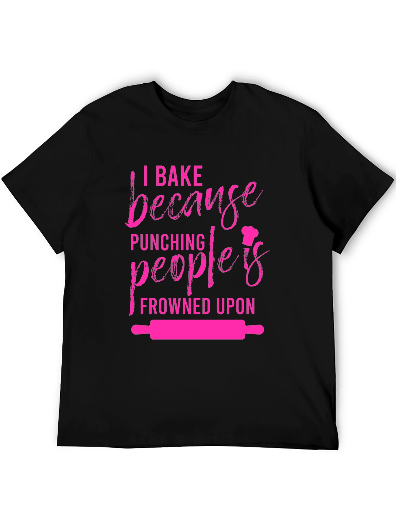 Black Baking Humor Graphic Tee - I Bake Because Punching Is Frowned Upon view 5
