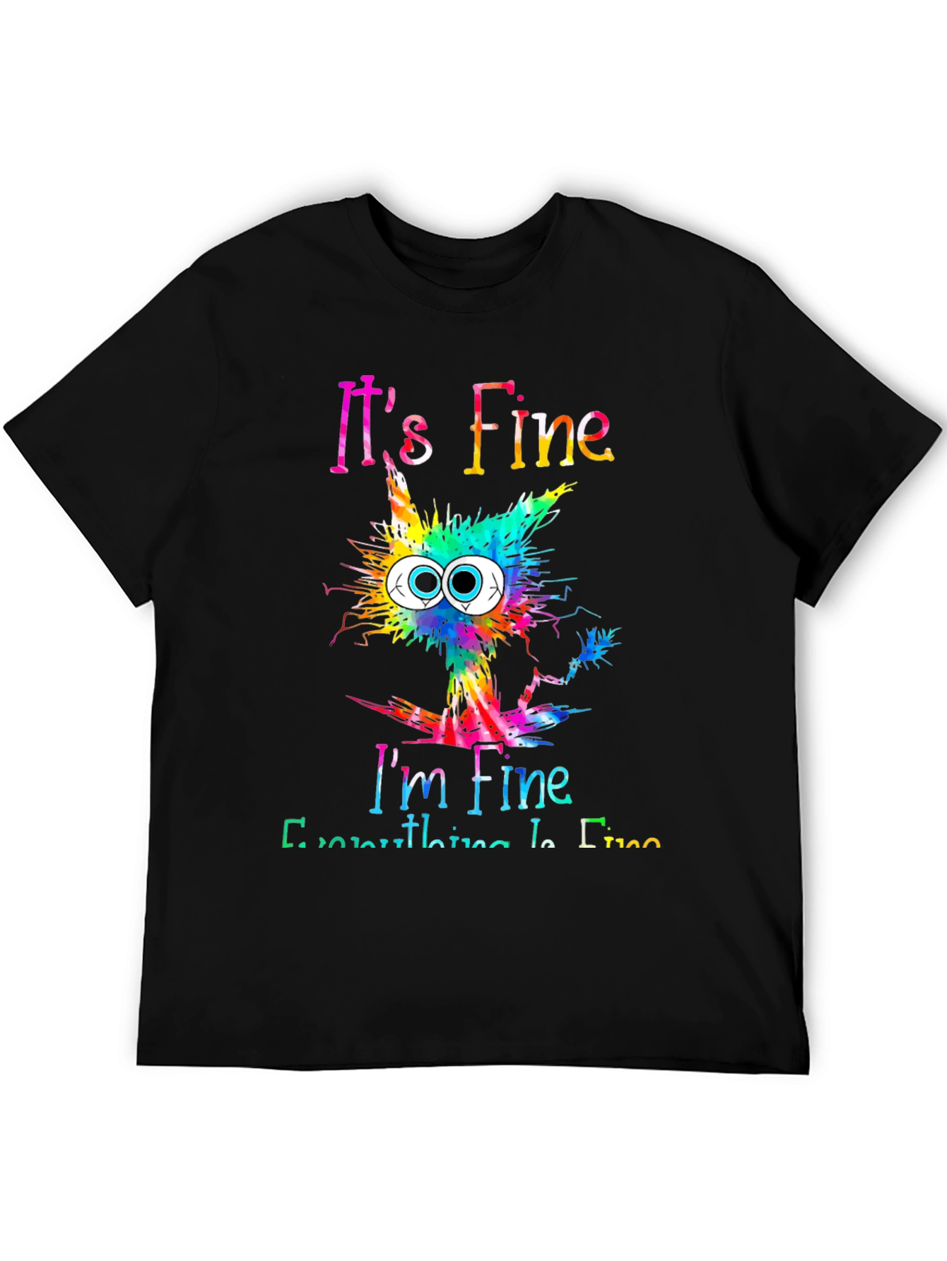 Black It's Fine I'm Fine Cat Graphic Tee view 5