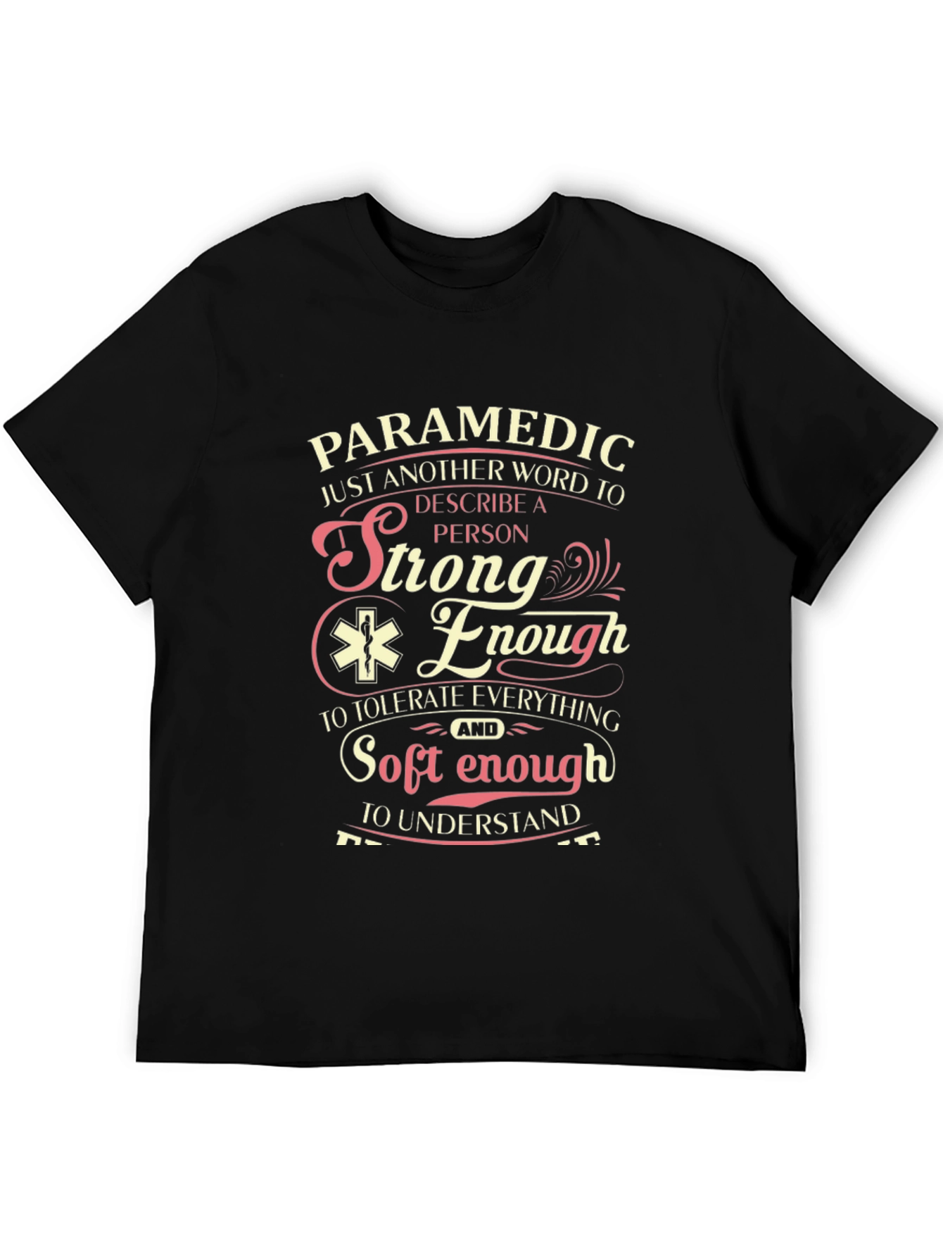 Black Paramedic Strong Enough Graphic T-Shirt view 5
