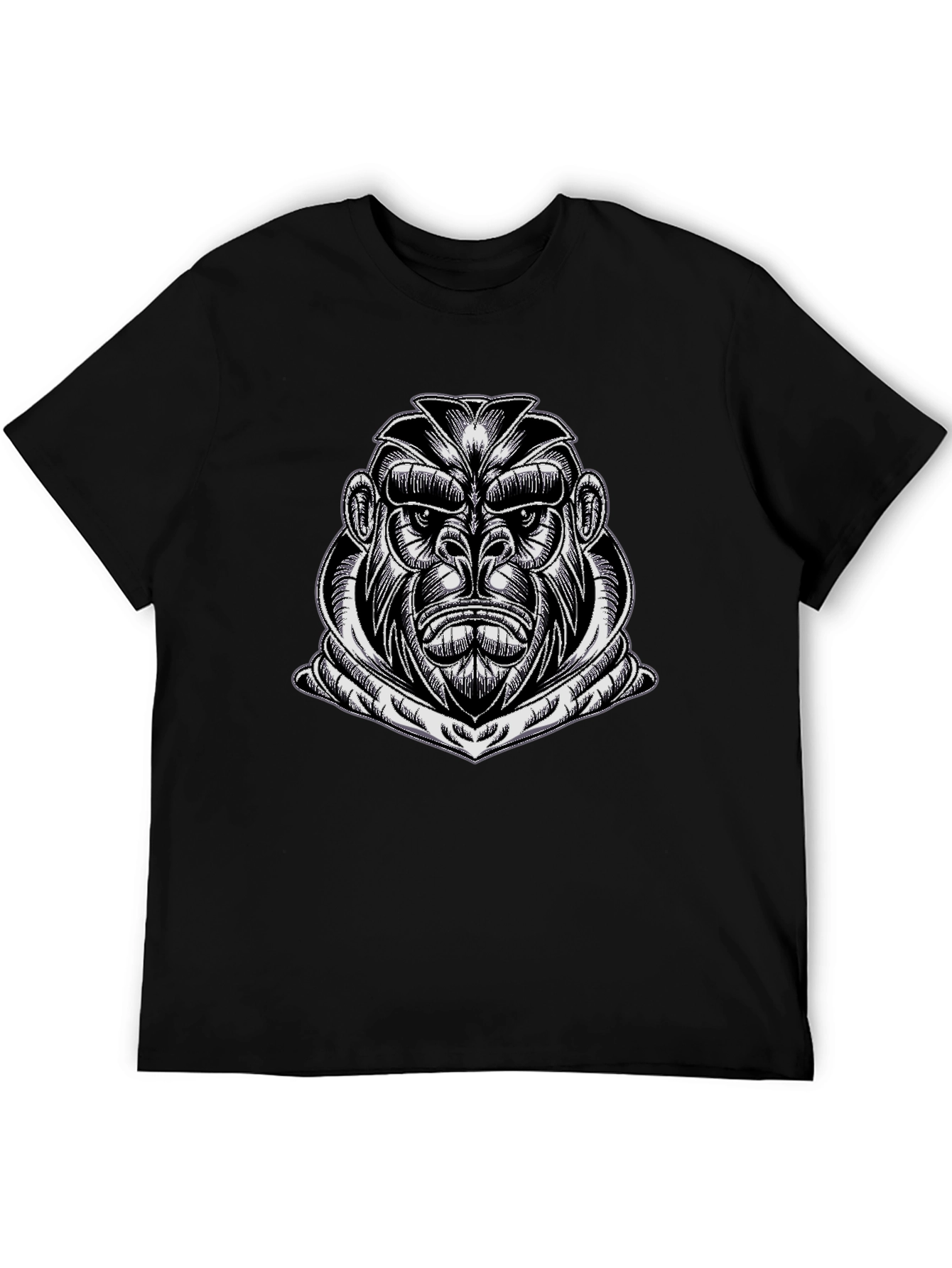 Black Gorilla Graphic Tee - Black Cotton Casual Wear view 5