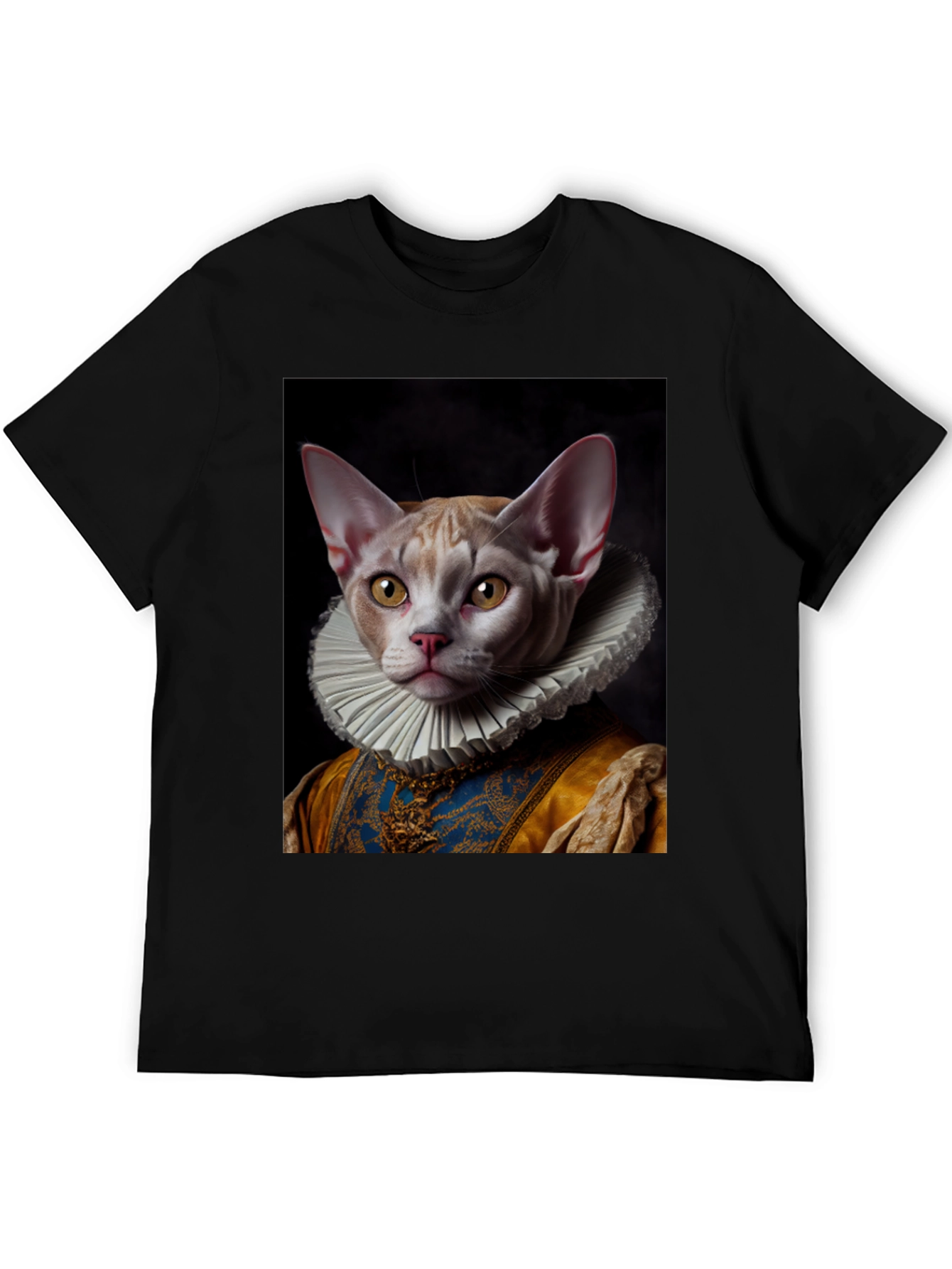 Black Renaissance Cat T-Shirt - Unique Artistic Design view 5