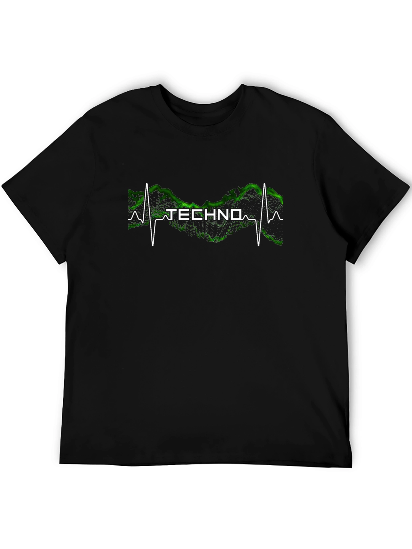 Black Techno Heartbeat T-Shirt - Black Graphic Tee view 5