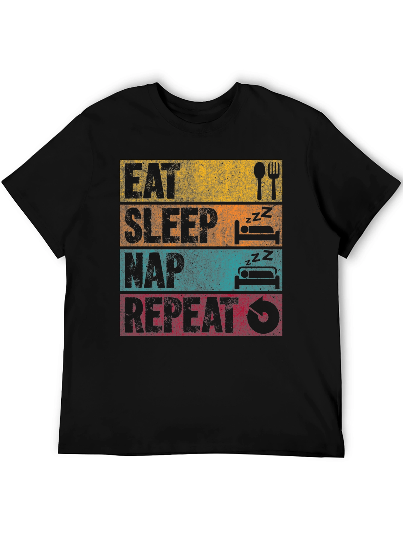 Black Eat Sleep Nap Repeat Graphic Tee view 5